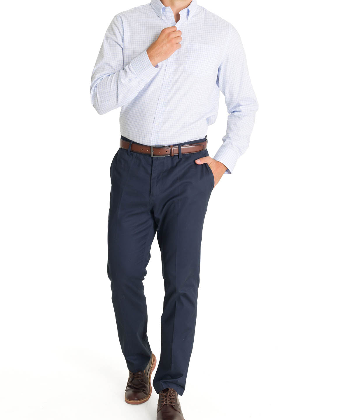 Camisa Cuello Button-Down Hombre Easyiron Azul Rockford