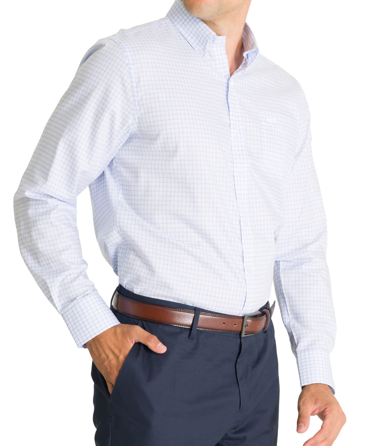 Camisa Cuello Button-Down Hombre Easyiron Azul Rockford