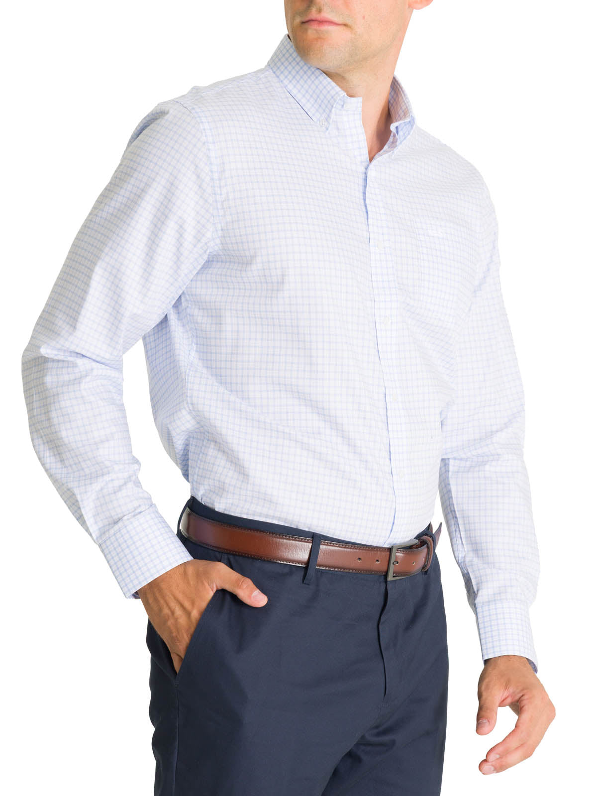 Camisa Cuello Button-Down Hombre Easyiron Azul Rockford