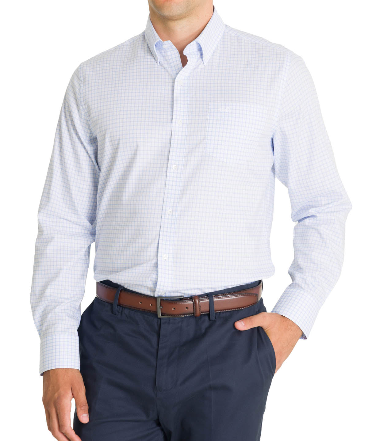 Camisa Cuello Button-Down Hombre Easyiron Azul Rockford