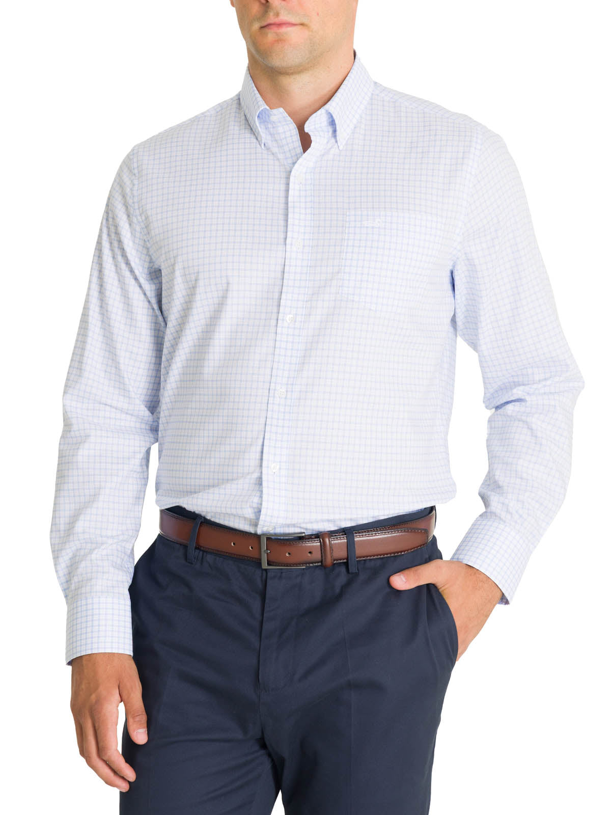 Camisa Cuello Button-Down Hombre Easyiron Azul Rockford