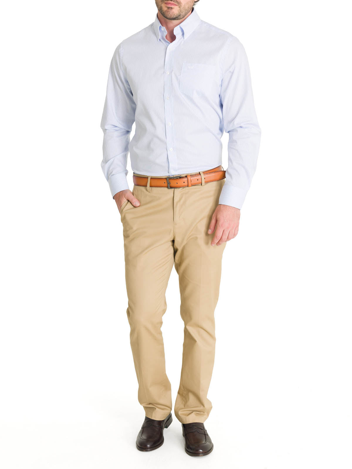 Camisa Cuello Button-Down Hombre Easyiron Celeste Rockford