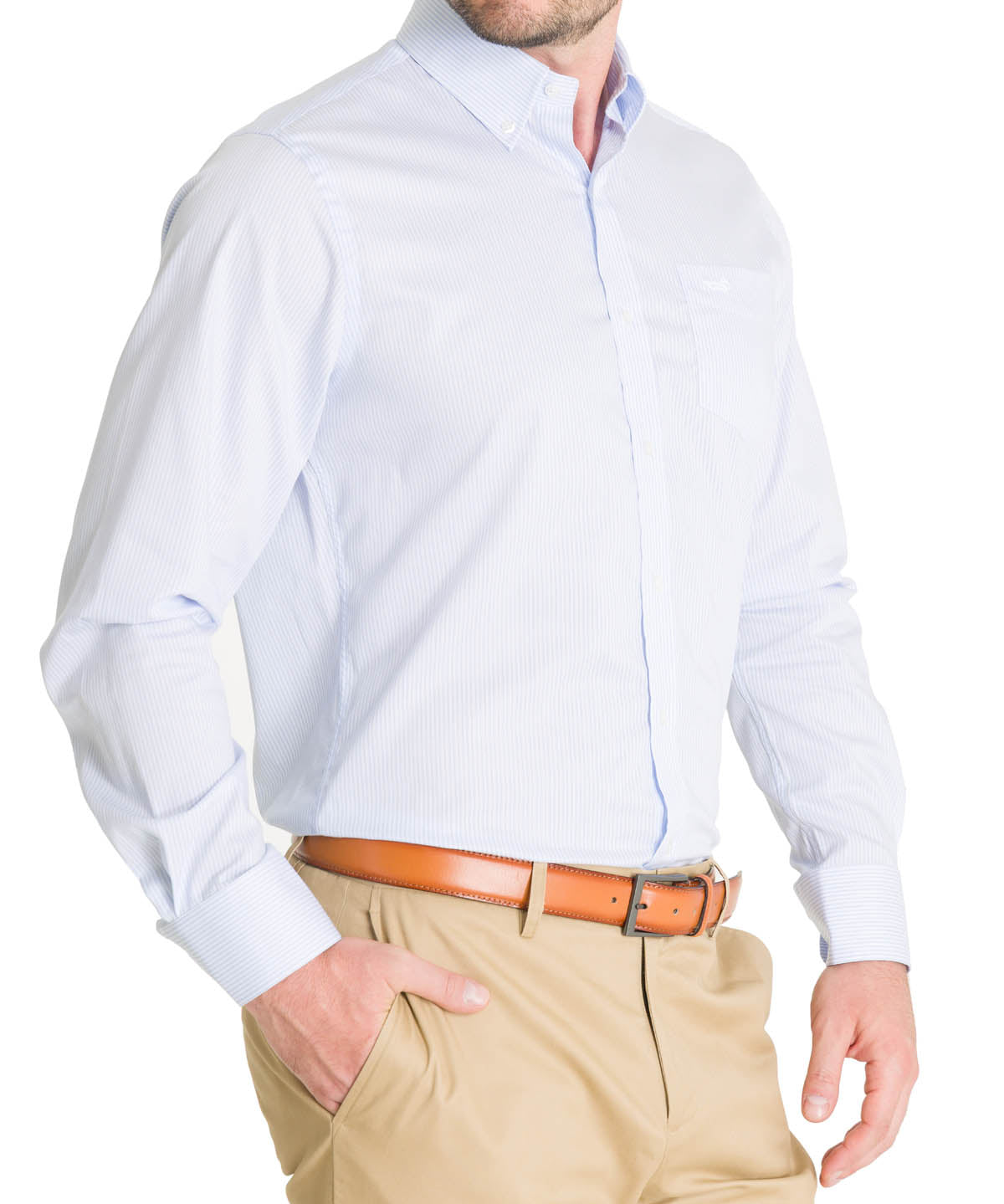 Camisa Cuello Button-Down Hombre Easyiron Celeste Rockford