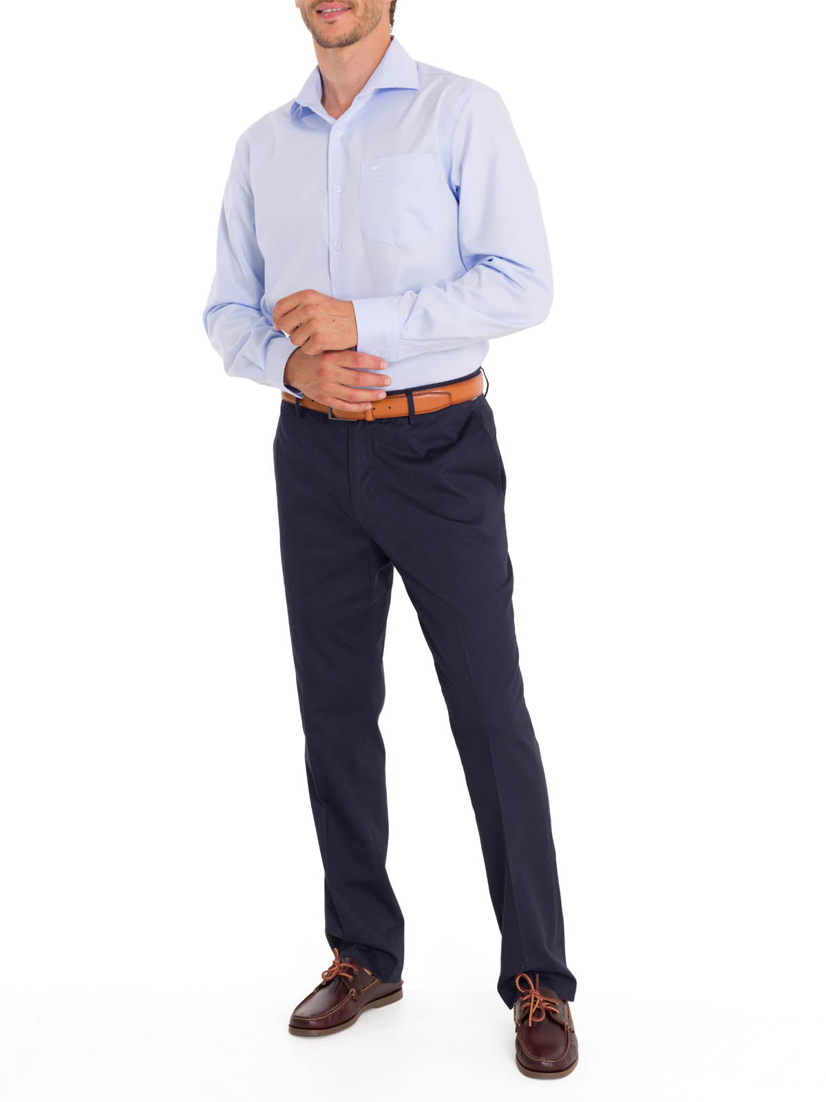 Camisa Cuello Italiano Hombre Easysolid Celeste Rockford