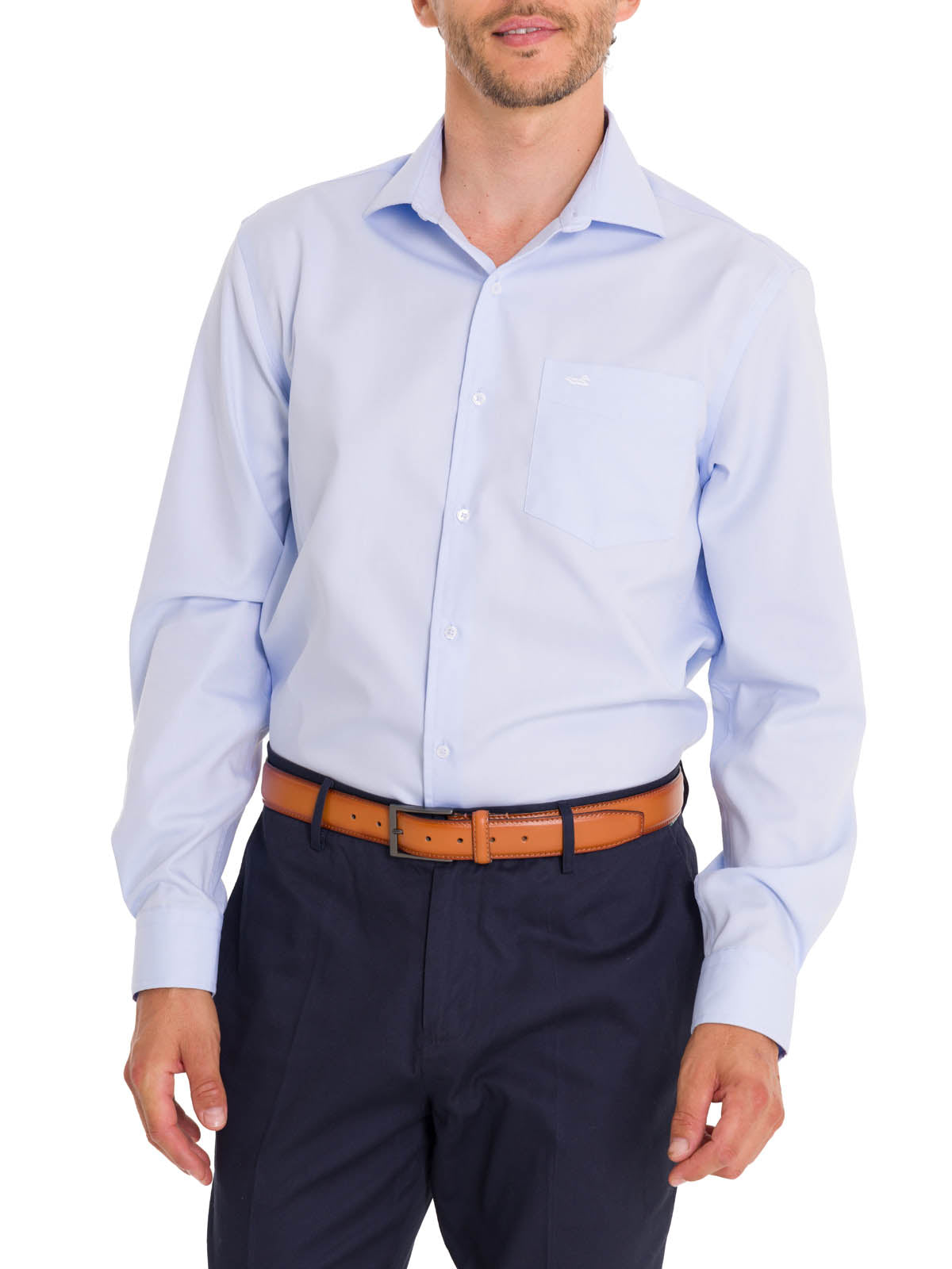 Camisa Cuello Italiano Hombre Easysolid Celeste Rockford