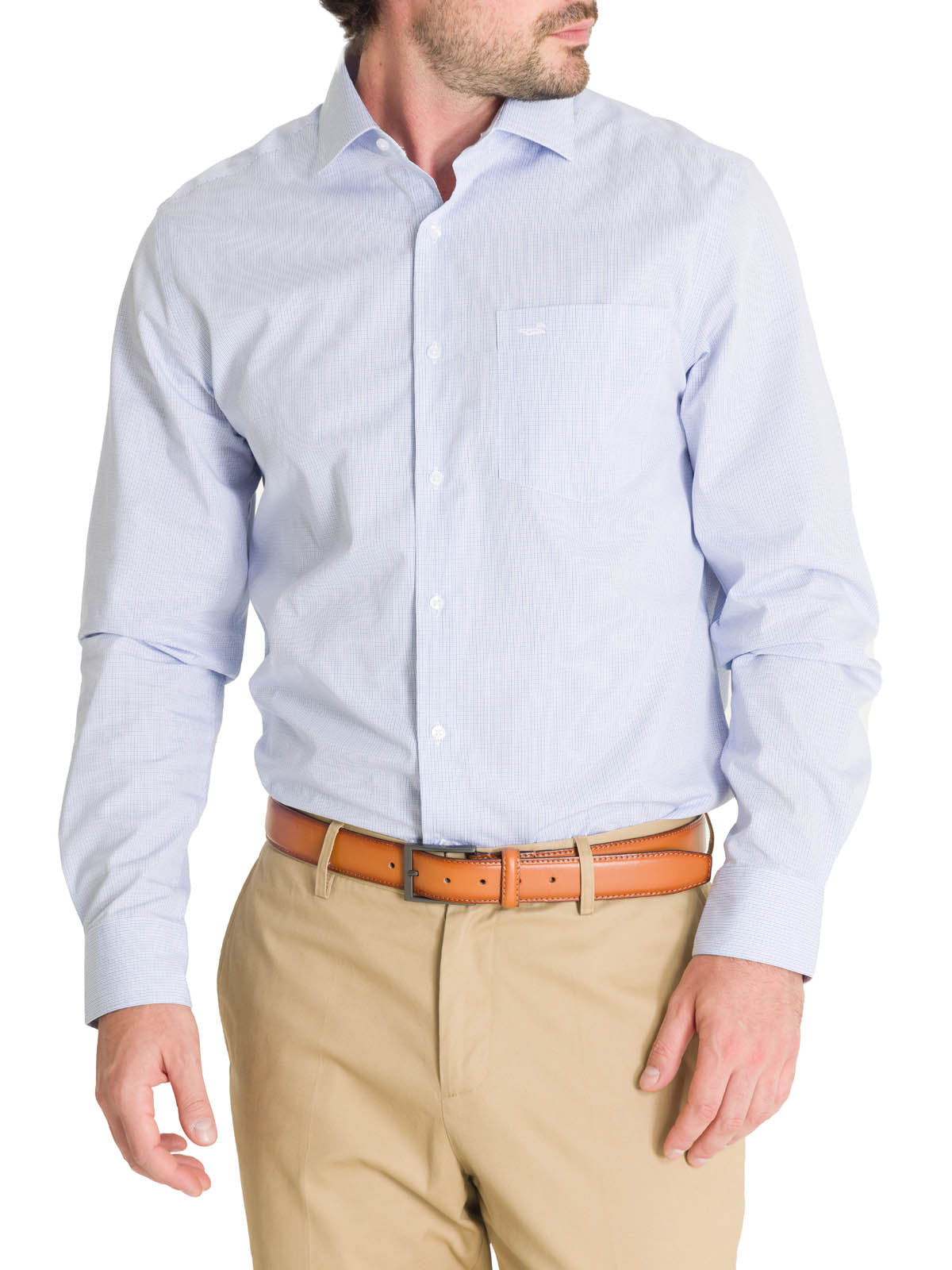 Camisa Cuello Italiano Hombre Easylife Azul Rockford