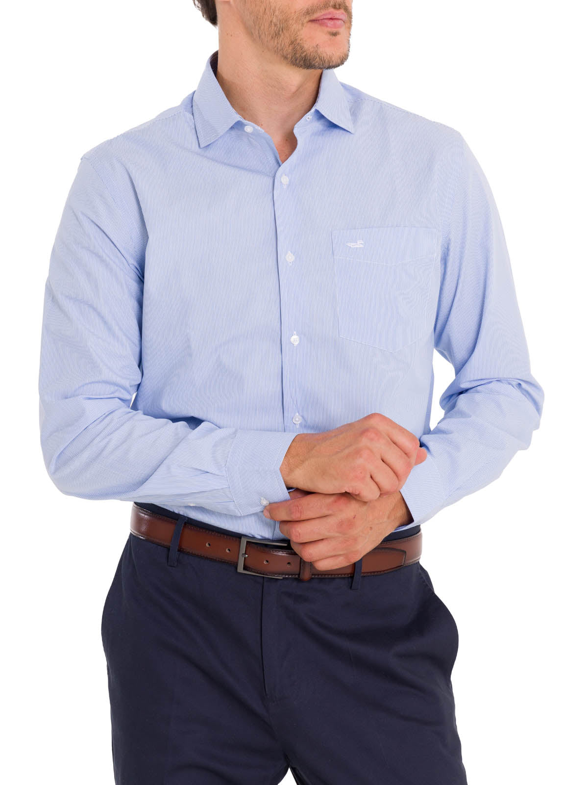 Camisa Cuello Italiano Hombre Easylife Celeste Rockford