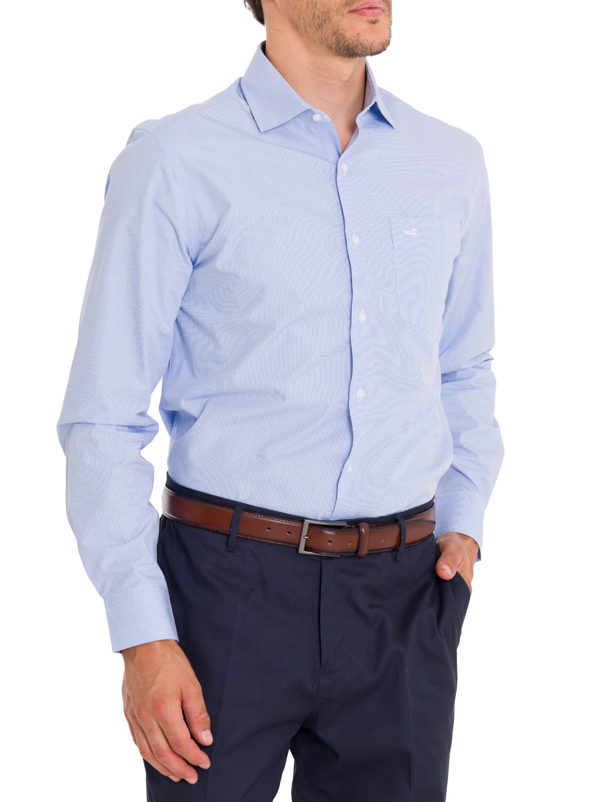 Camisa Cuello Italiano Hombre Easylife Celeste Rockford