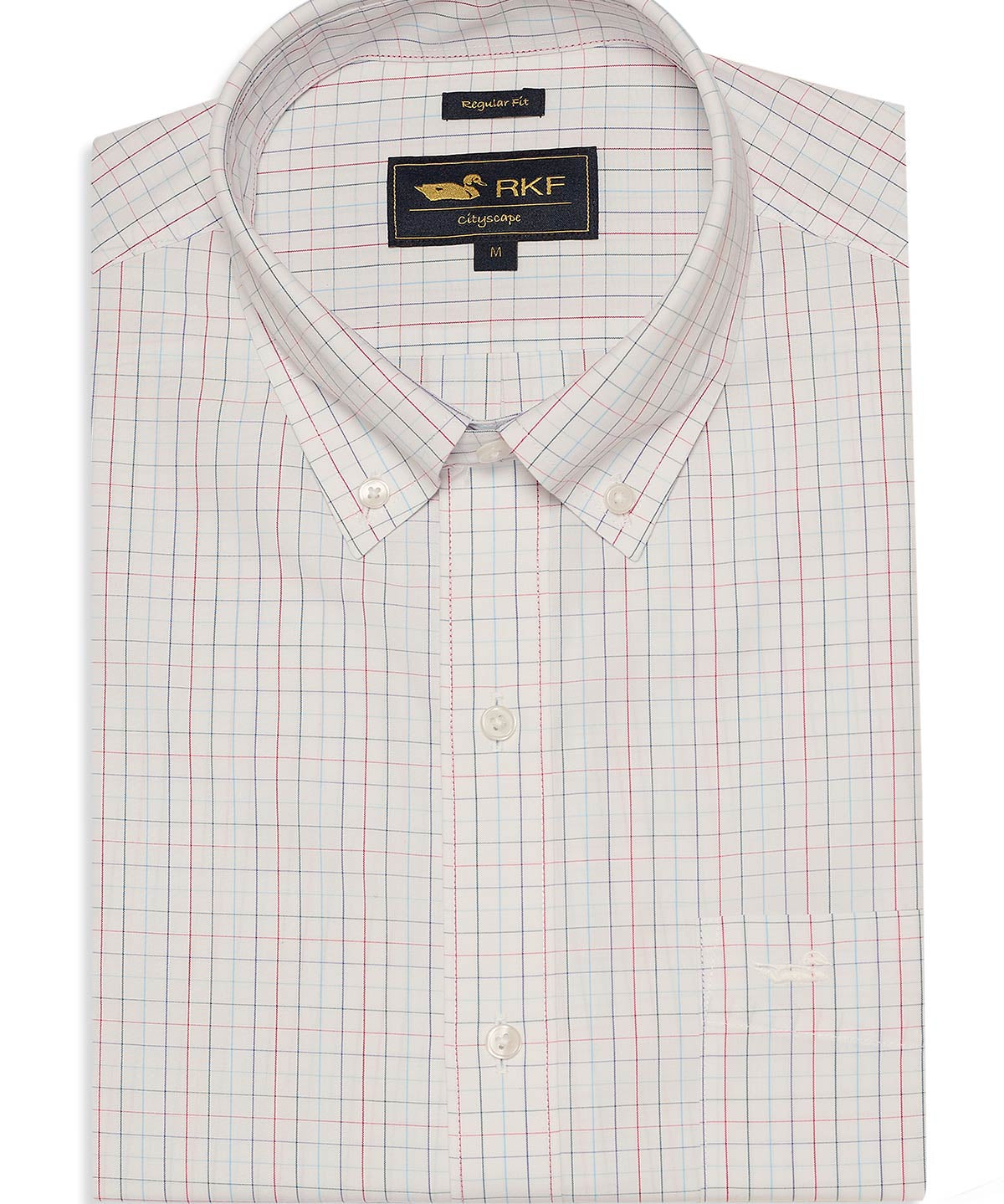 Camisa Cuello Button-Down Hombre WF Blanco a Cuadros Rockford