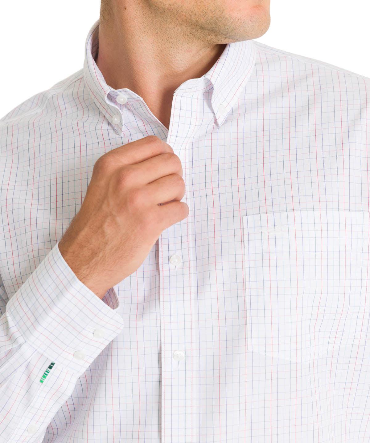 Camisa Cuello Button-Down Hombre WF Blanco a Cuadros Rockford