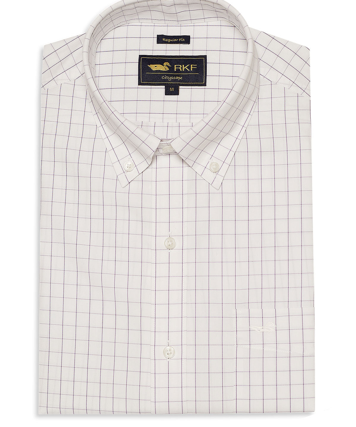 Camisa Cuello Button-Down Hombre WF Blanco a Cuadros Rockford