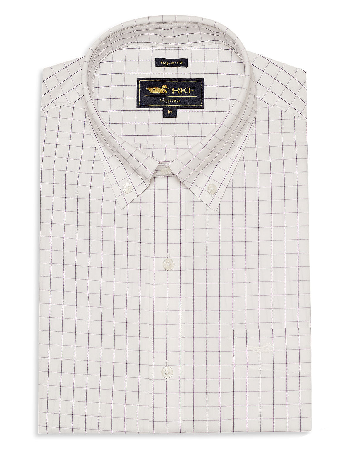 Camisa Cuello Button-Down Hombre WF Blanco a Cuadros Rockford