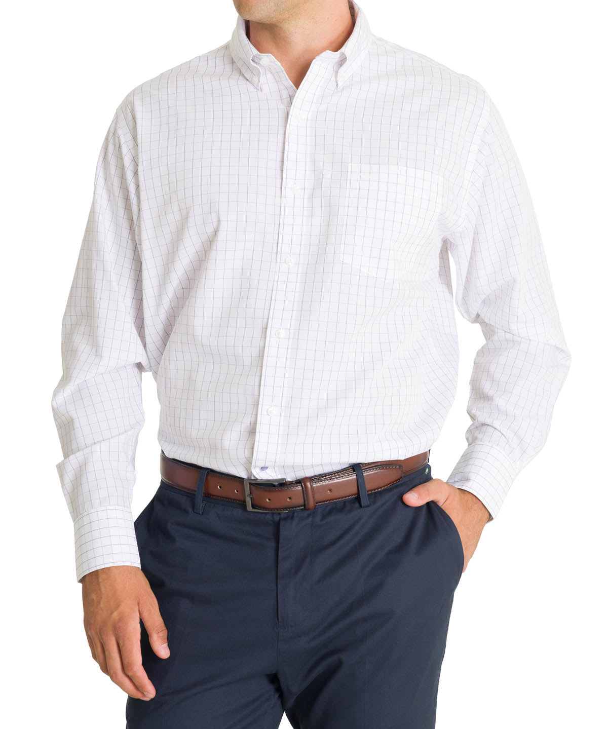 Camisa Cuello Button-Down Hombre WF Blanco a Cuadros Rockford