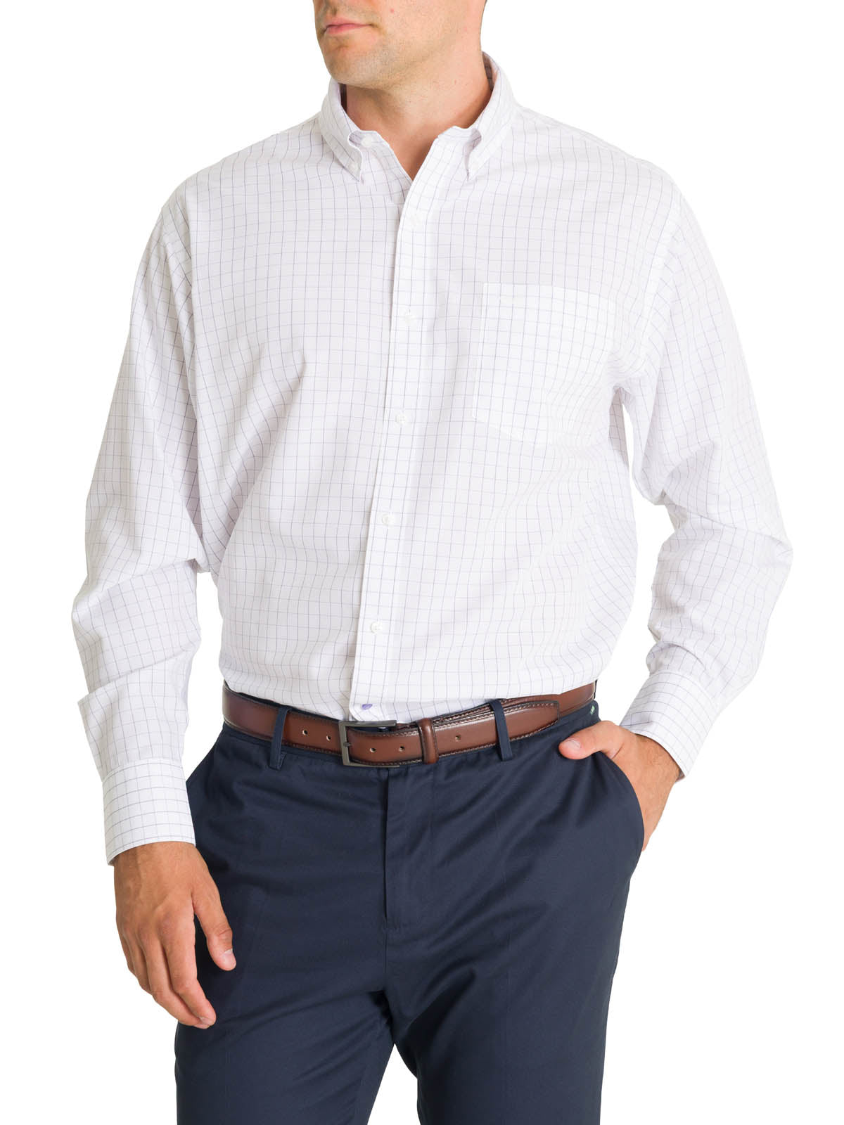 Camisa Cuello Button-Down Hombre WF Blanco a Cuadros Rockford