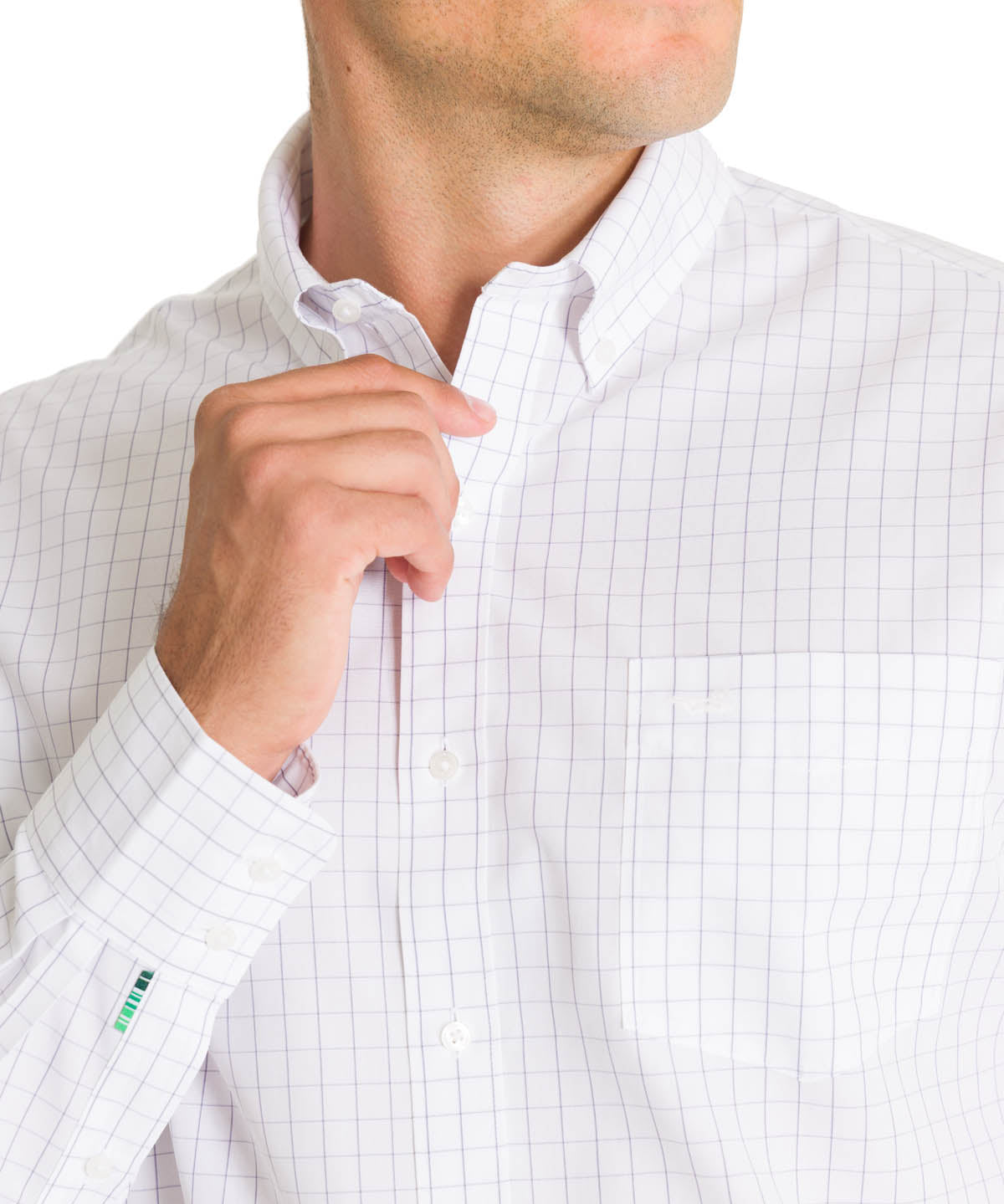 Camisa Cuello Button-Down Hombre WF Blanco a Cuadros Rockford