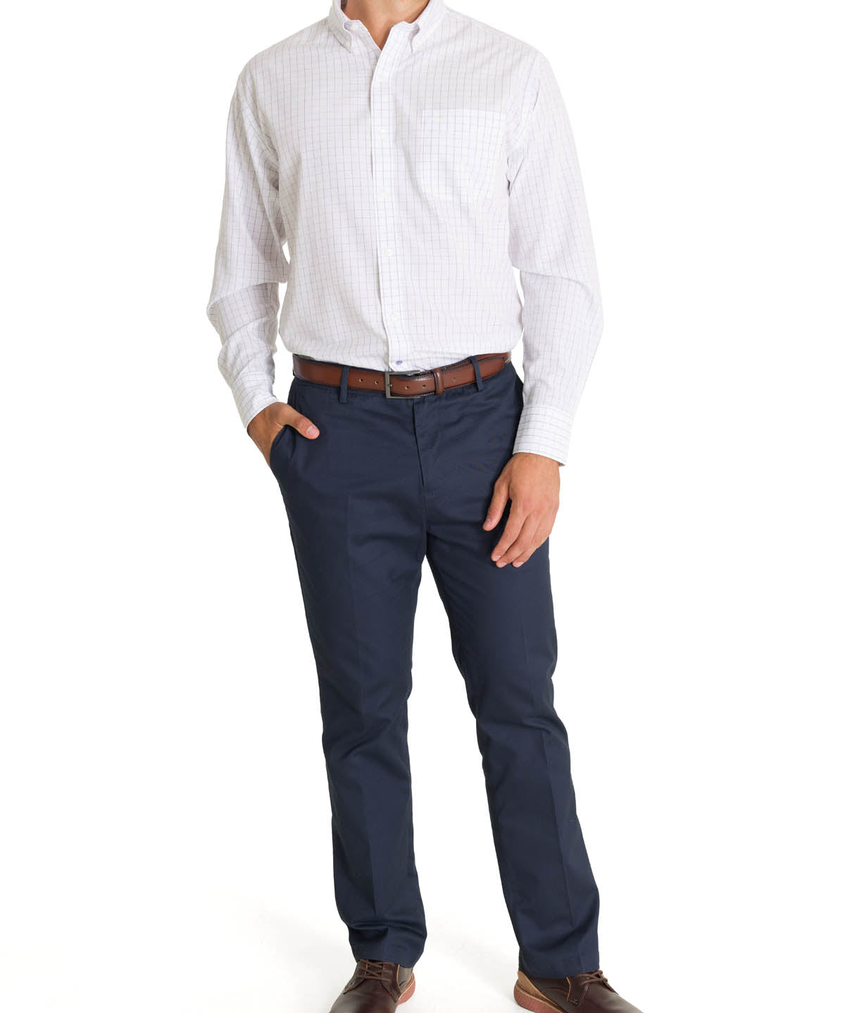 Camisa Cuello Button-Down Hombre WF Blanco a Cuadros Rockford