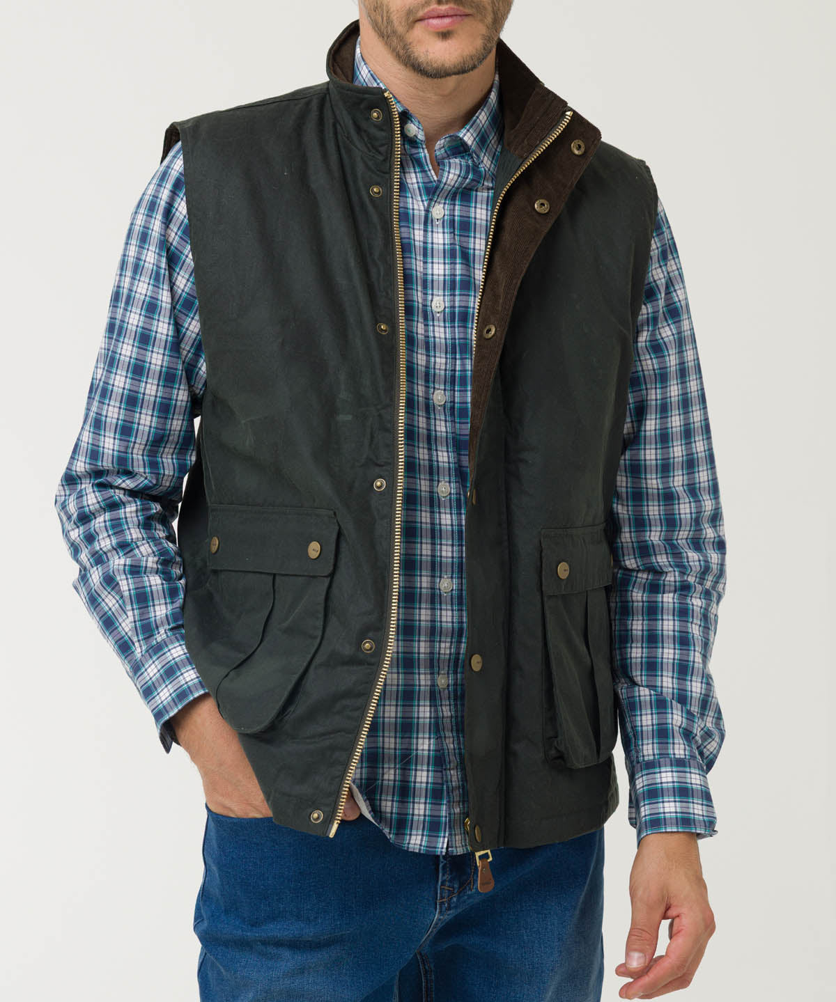 Chaqueta Algodón Encerado Hombre WAX Verde Rockford
