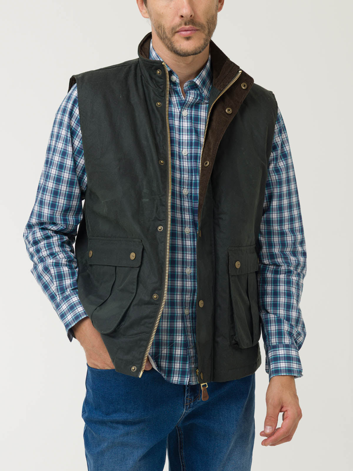 Chaqueta Algodón Encerado Hombre WAX Verde Rockford