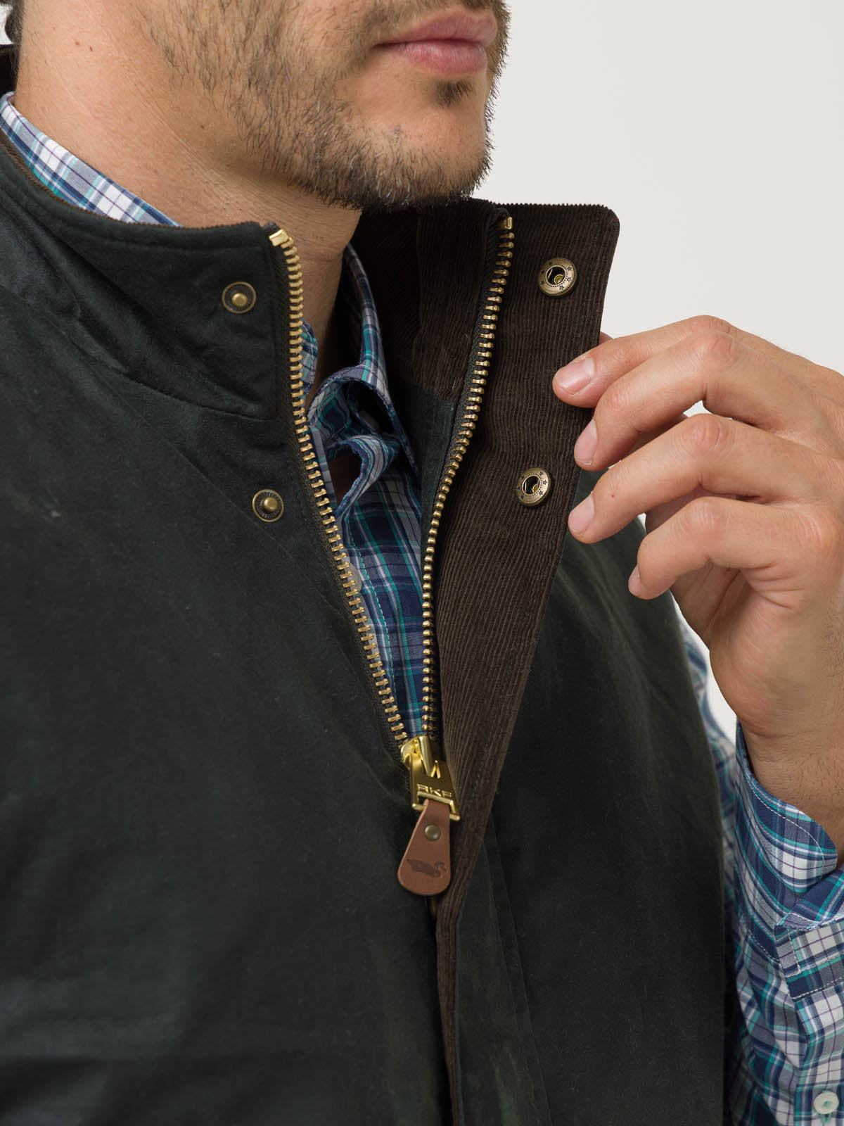 Chaqueta Algodón Encerado Hombre WAX Verde Rockford