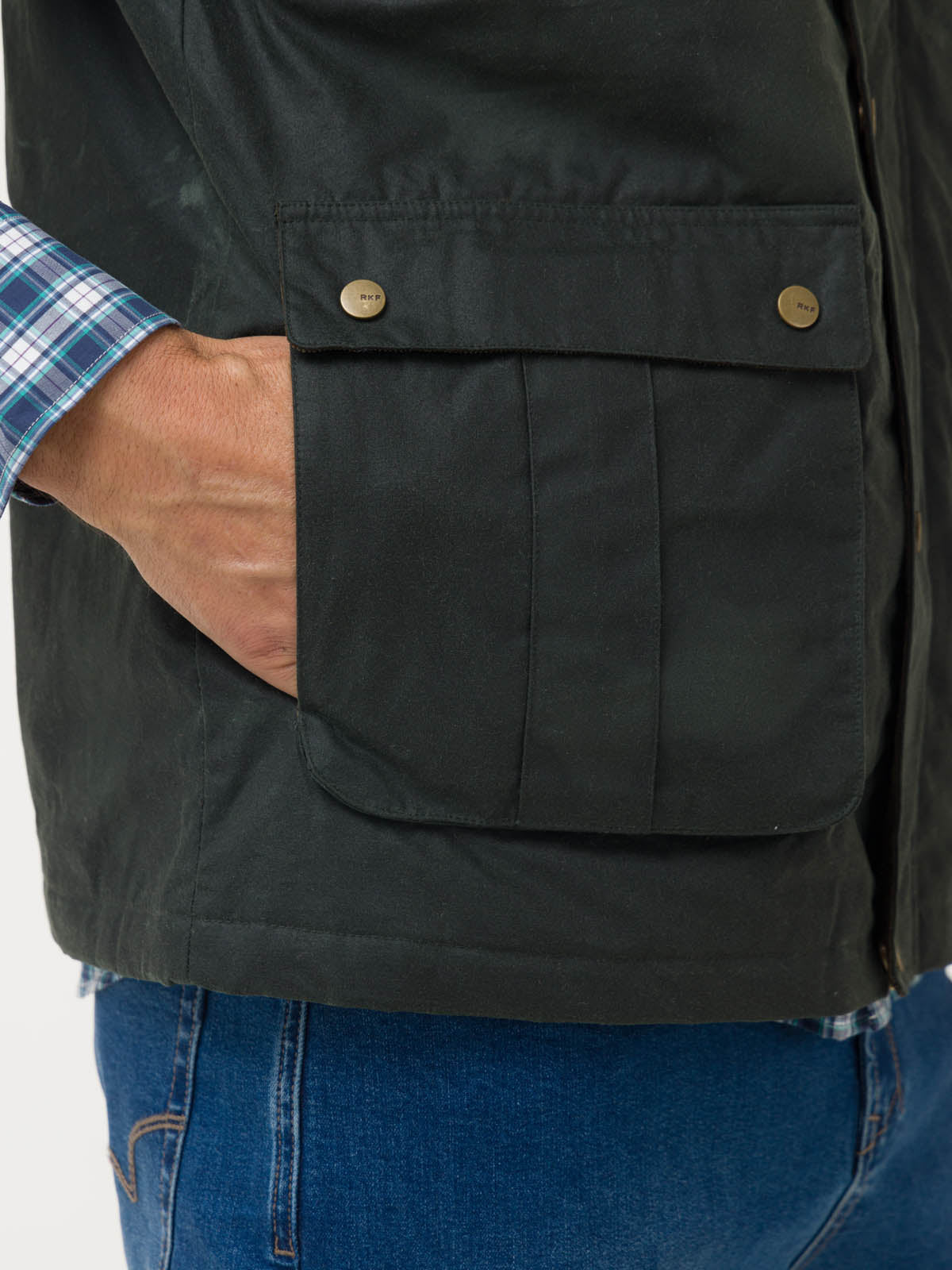 Chaqueta Algodón Encerado Hombre WAX Verde Rockford
