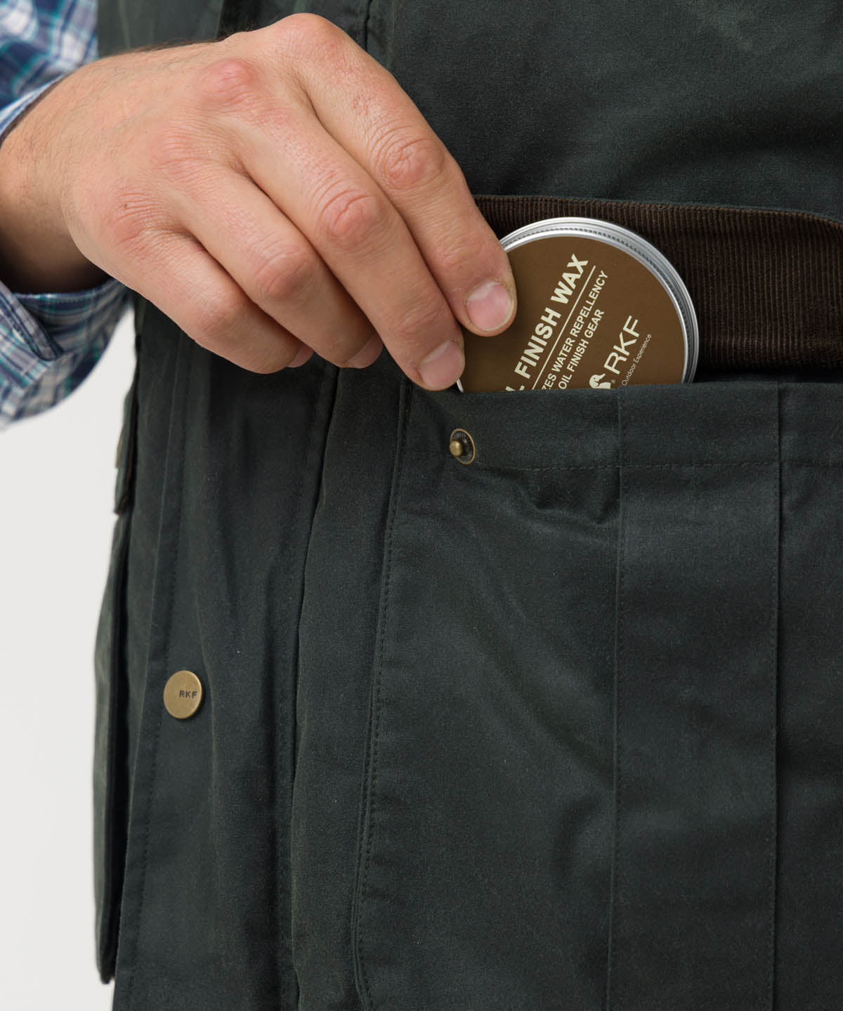Chaqueta Algodón Encerado Hombre WAX Verde Rockford