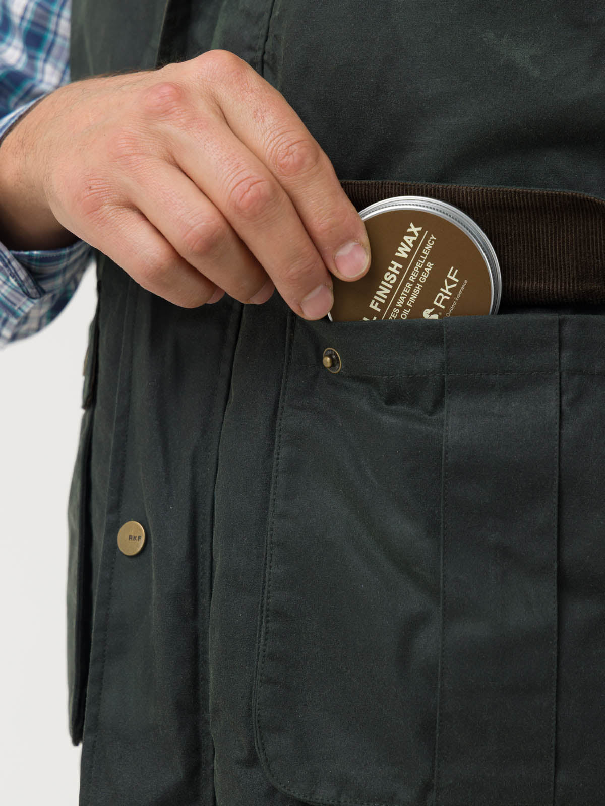 Chaqueta Algodón Encerado Hombre WAX Verde Rockford