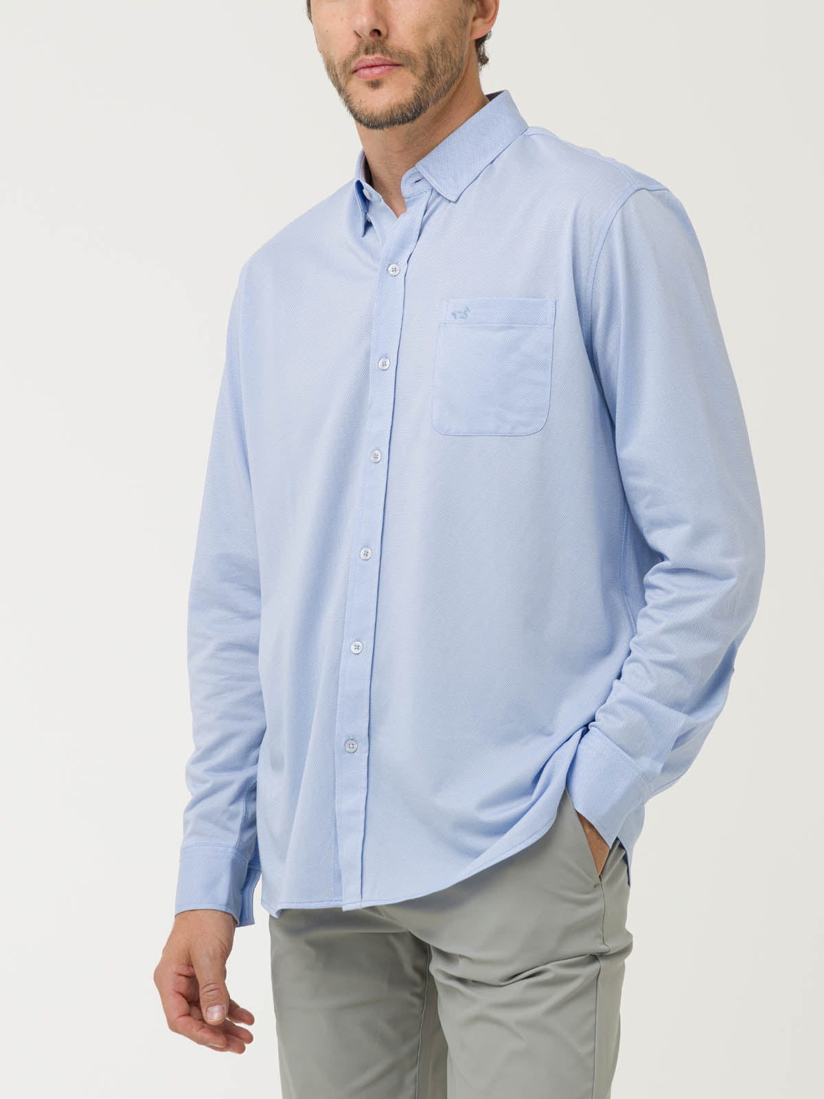 Camisa Algodón Supima® Hombre Jersey Azul Rockford