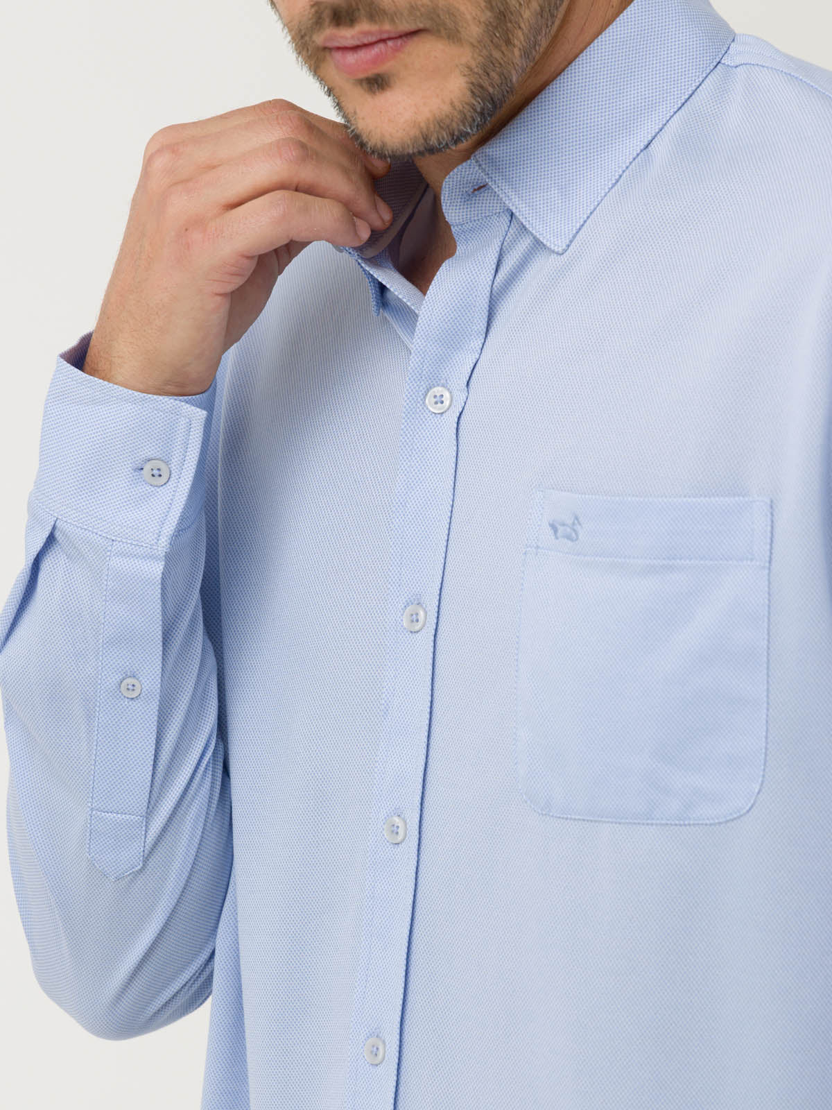 Camisa Algodón Supima® Hombre Jersey Azul Rockford