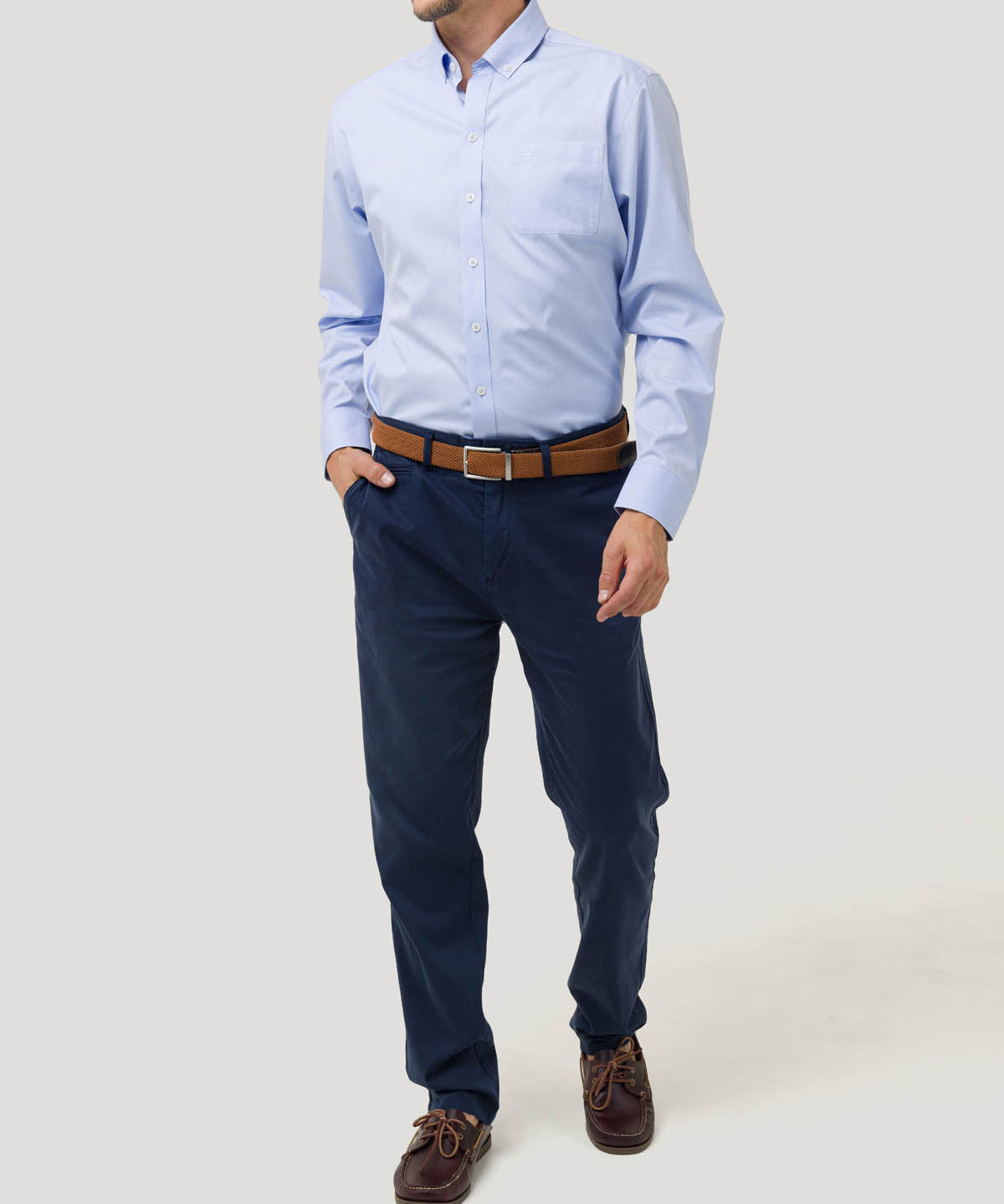 Camisa Algodón Hombre Farifax Azul Rockford