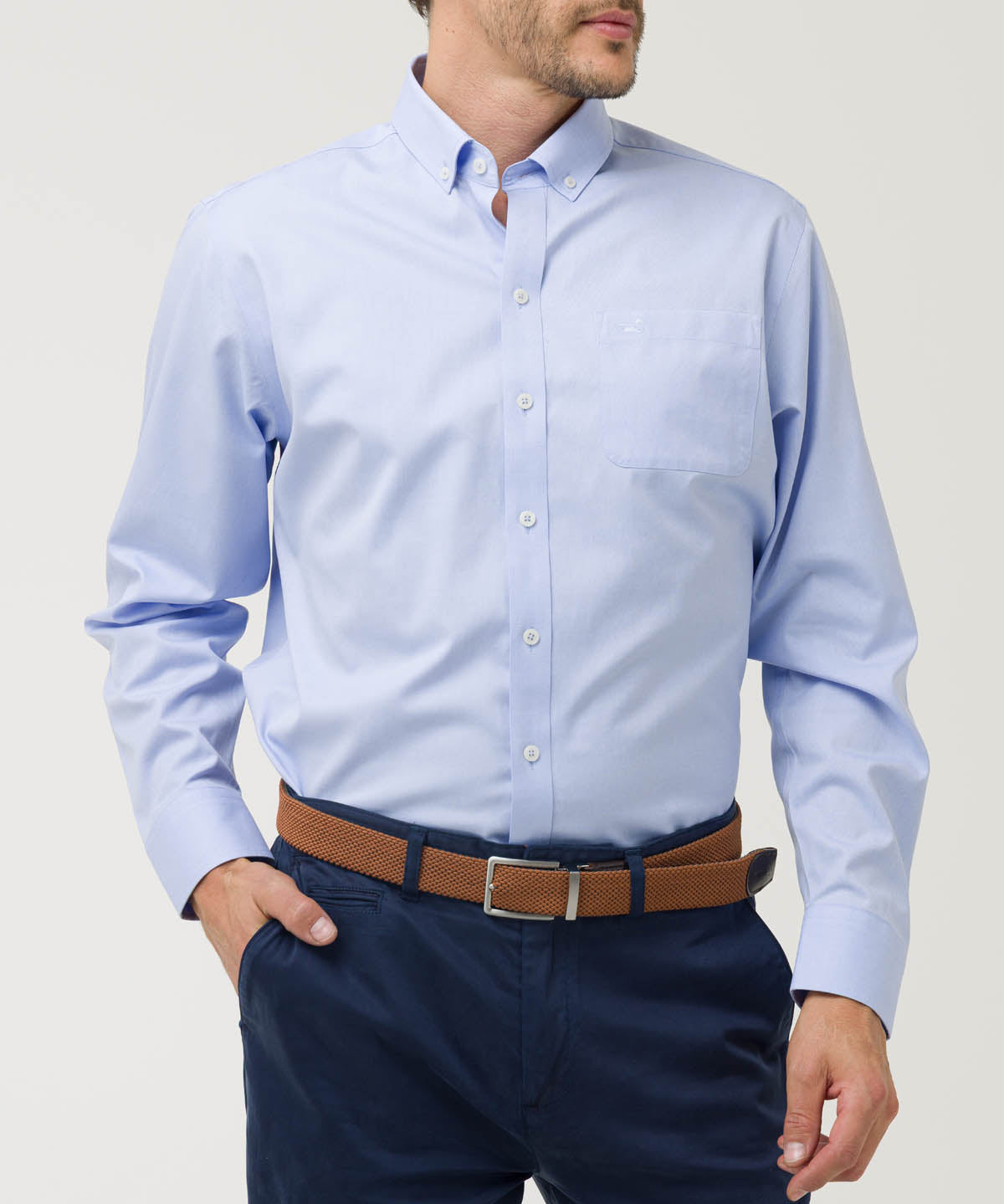 Camisa Algodón Hombre Farifax Azul Rockford