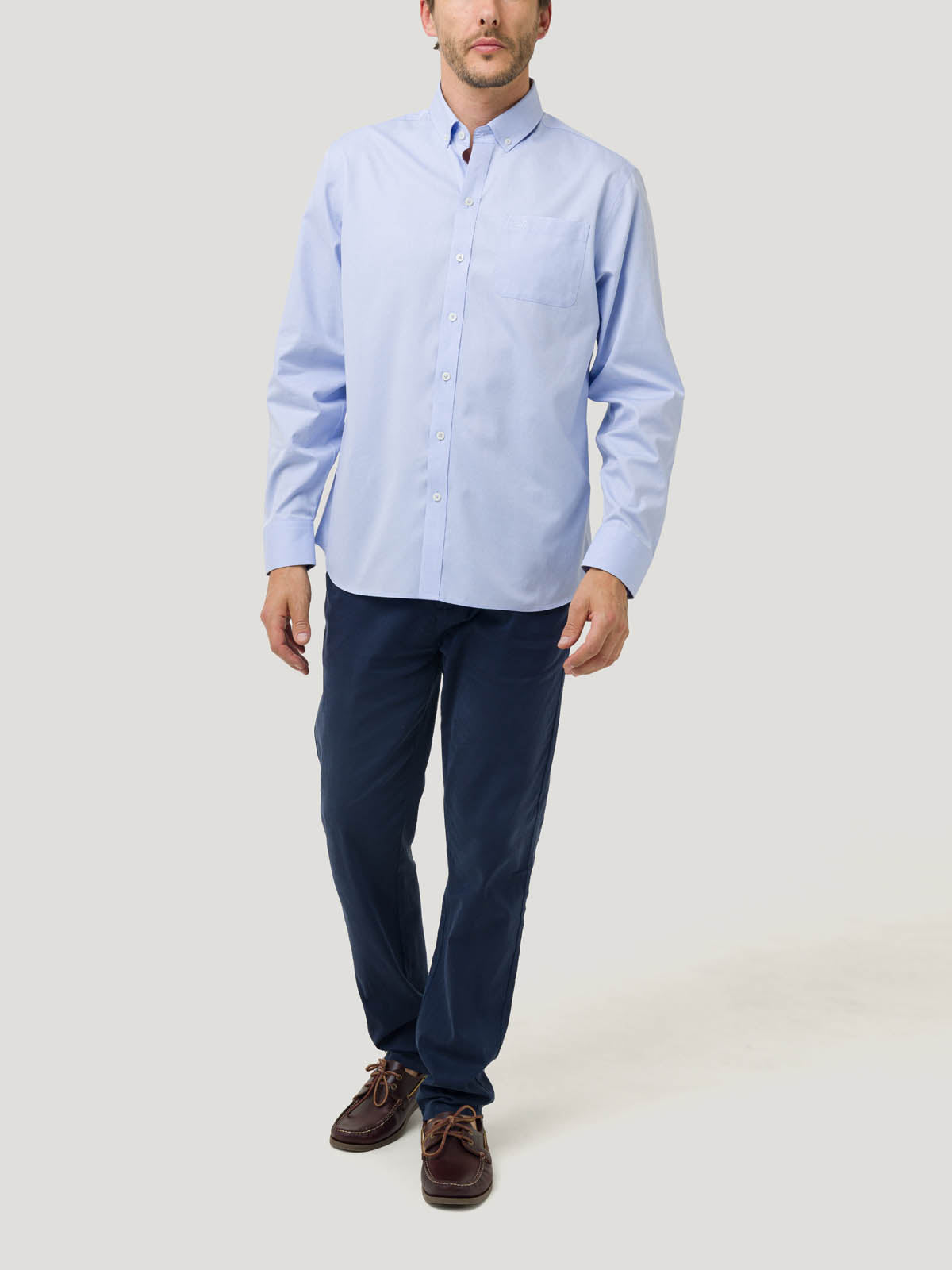 Camisa Algodón Hombre Farifax Azul Rockford