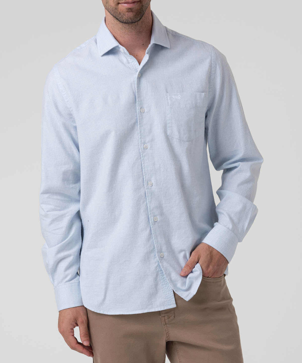 Camisa Algodón Hombre Flasquare Celeste Rockford