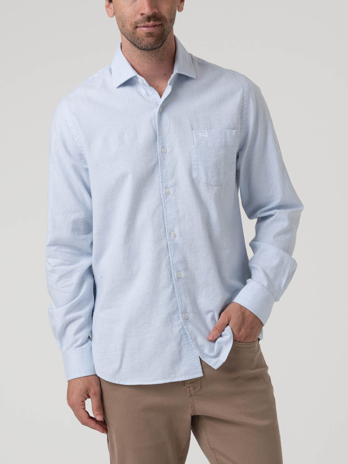 Camisa Algodón Hombre Flasquare Celeste Rockford