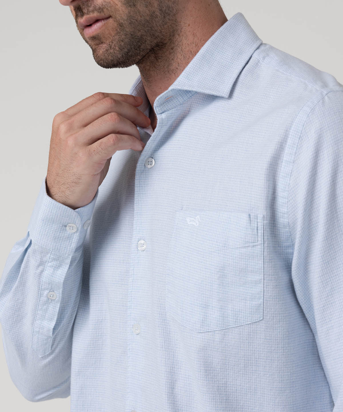 Camisa Algodón Hombre Flasquare Celeste Rockford