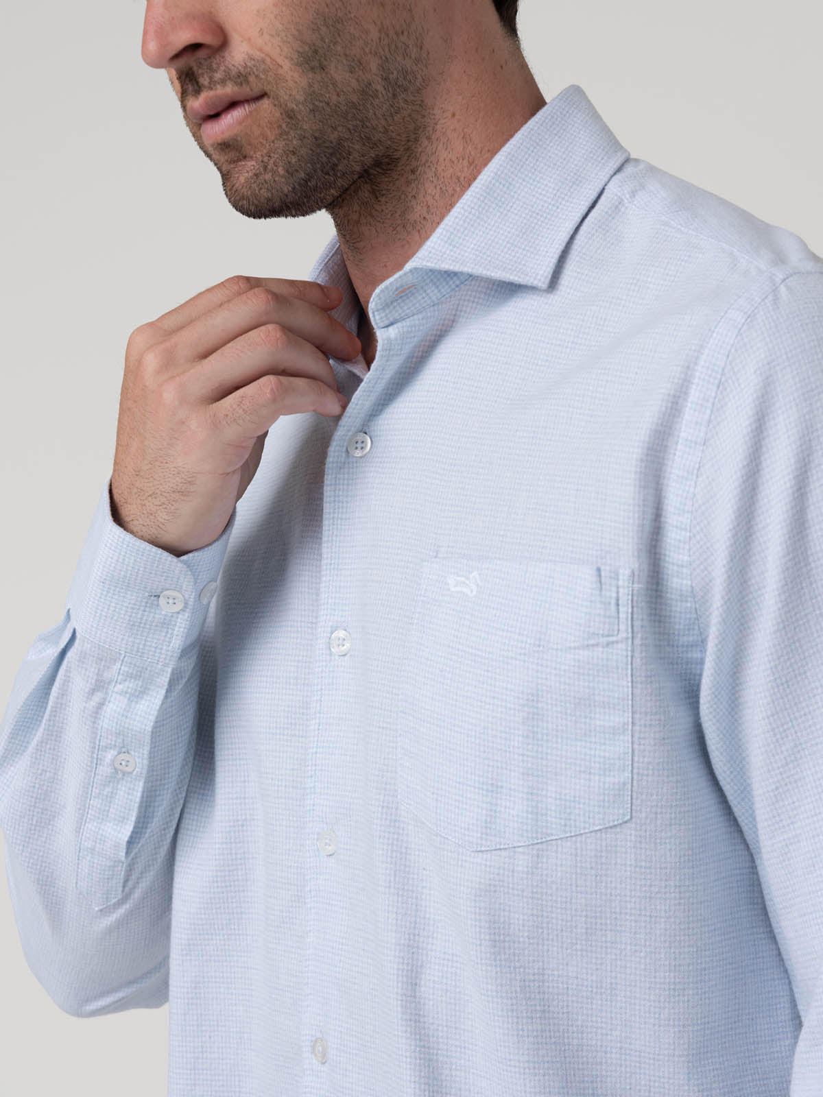Camisa Algodón Hombre Flasquare Celeste Rockford