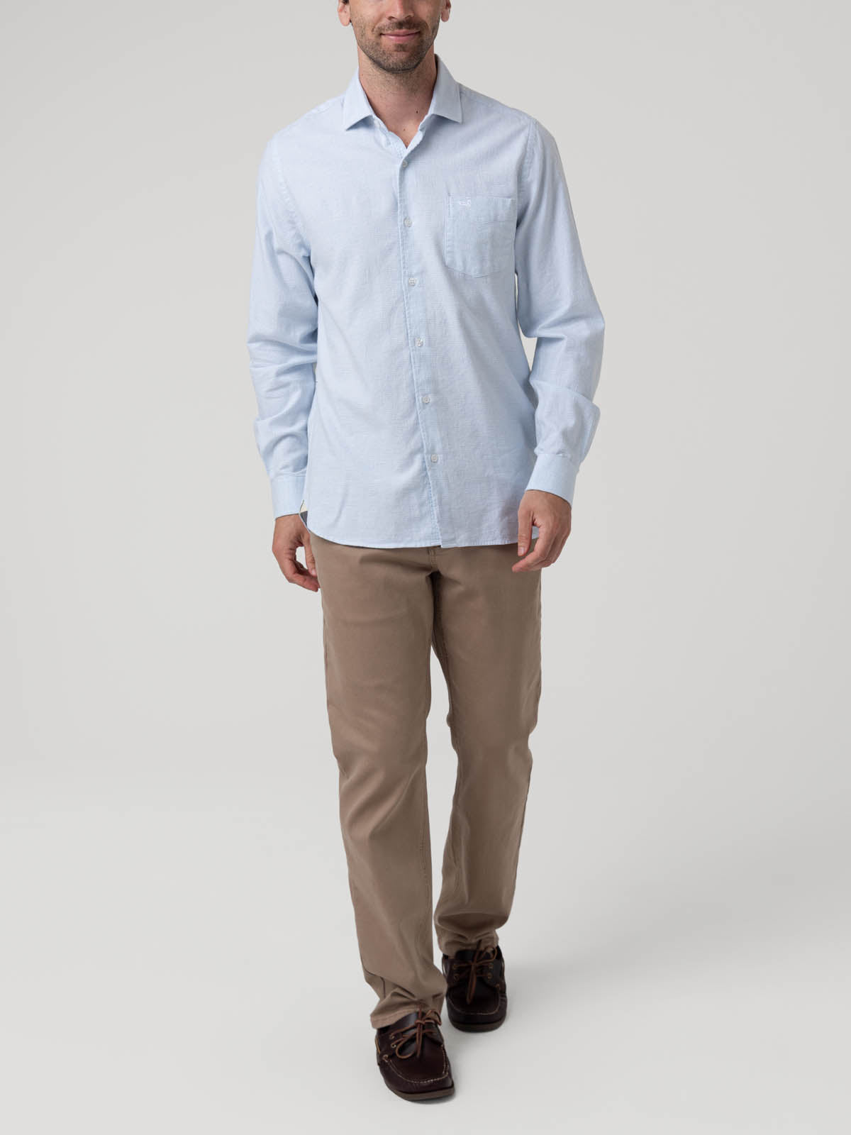 Camisa Algodón Hombre Flasquare Celeste Rockford