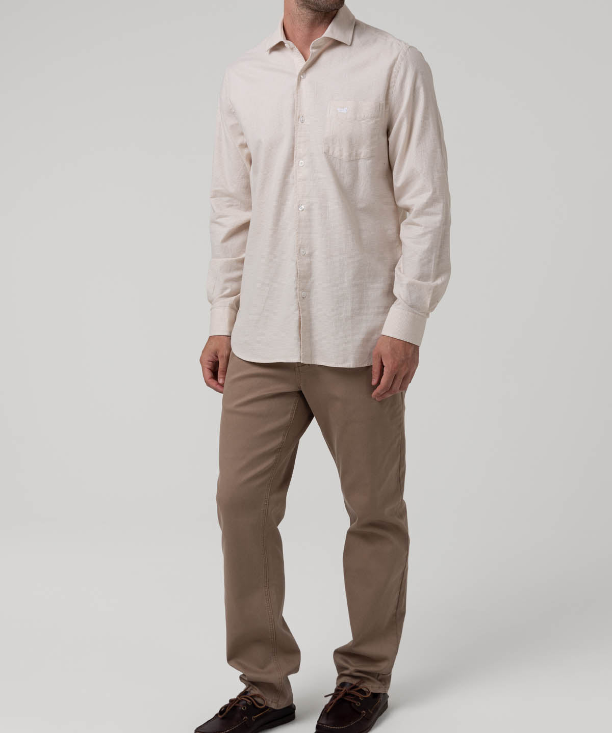 Camisa Algodón Hombre Flasquare Beige Rockford
