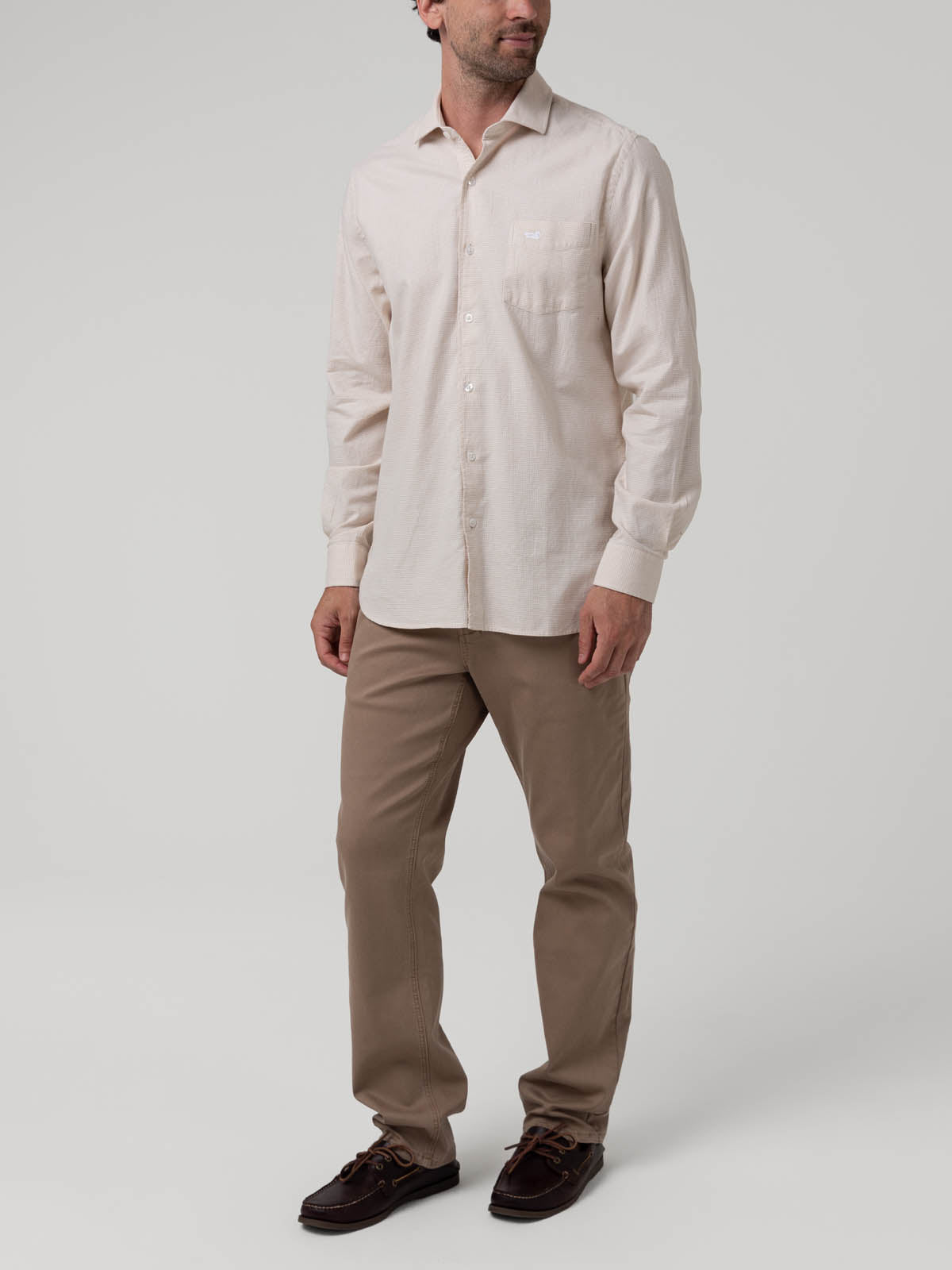 Camisa Algodón Hombre Flasquare Beige Rockford