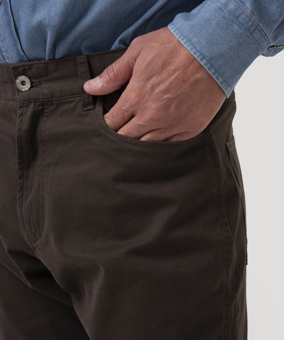 Pantalón Algodón Hombre Five Café Rockford