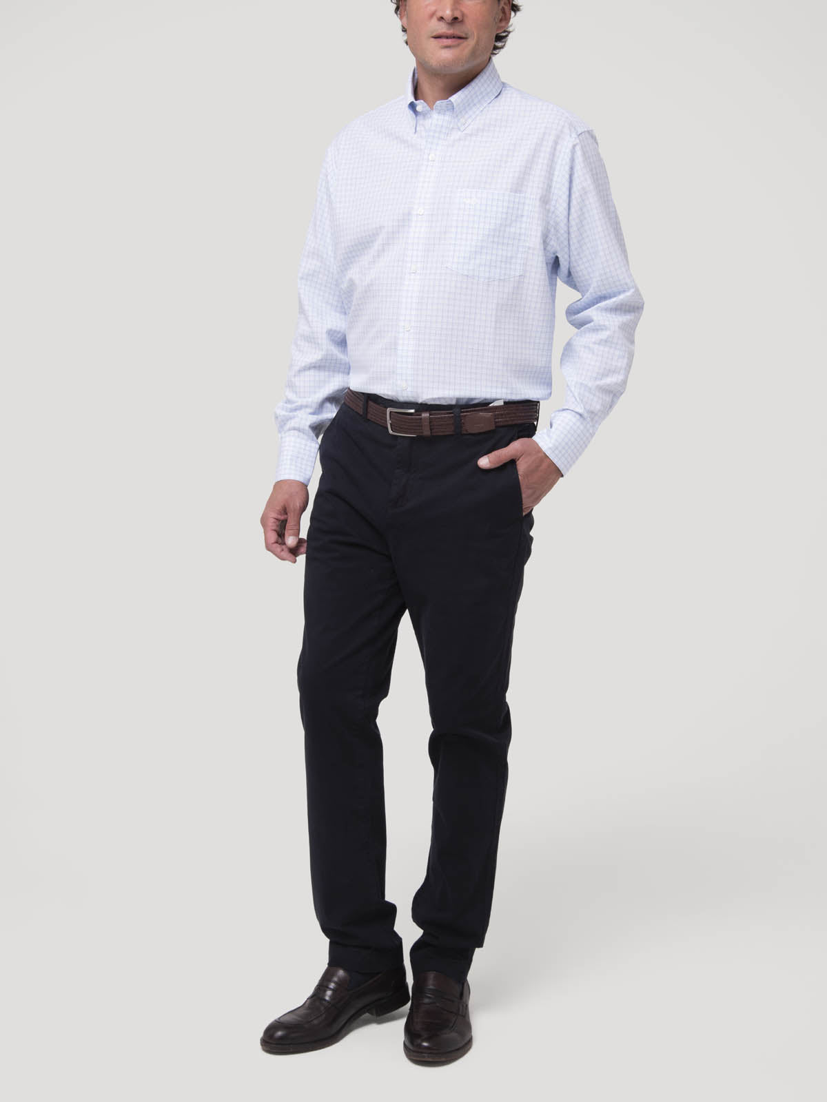 Camisa Algodón Hombre WF PB Café Rockford