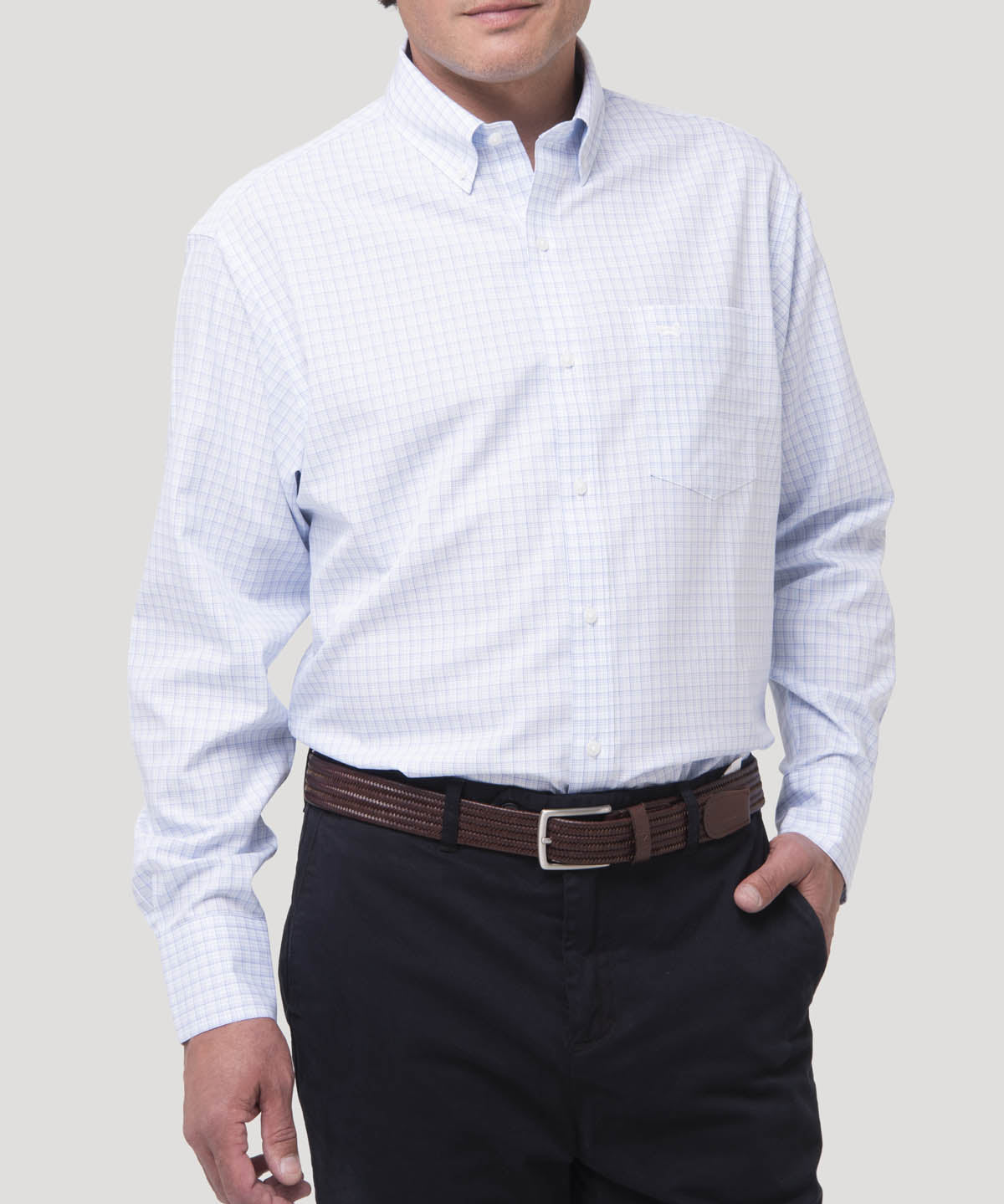 Camisa Algodón Hombre WF PB Café Rockford