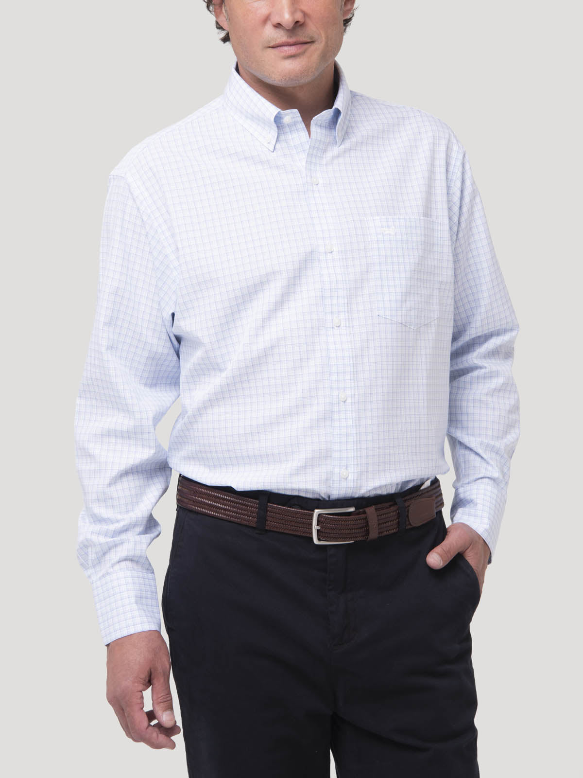 Camisa Algodón Hombre WF PB Café Rockford