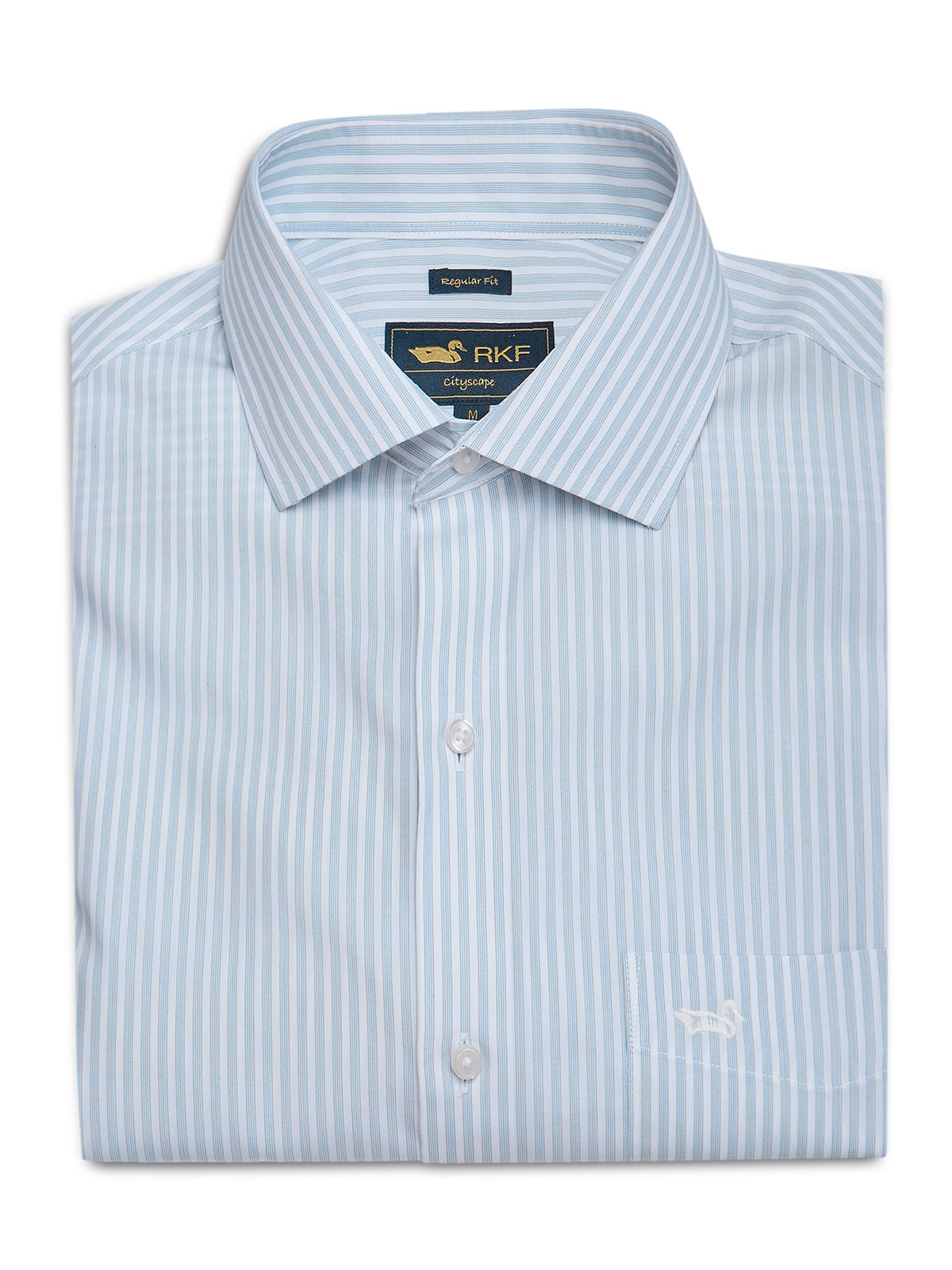 Camisa Algodón Hombre Wf Pc Celeste Rayas Rockford