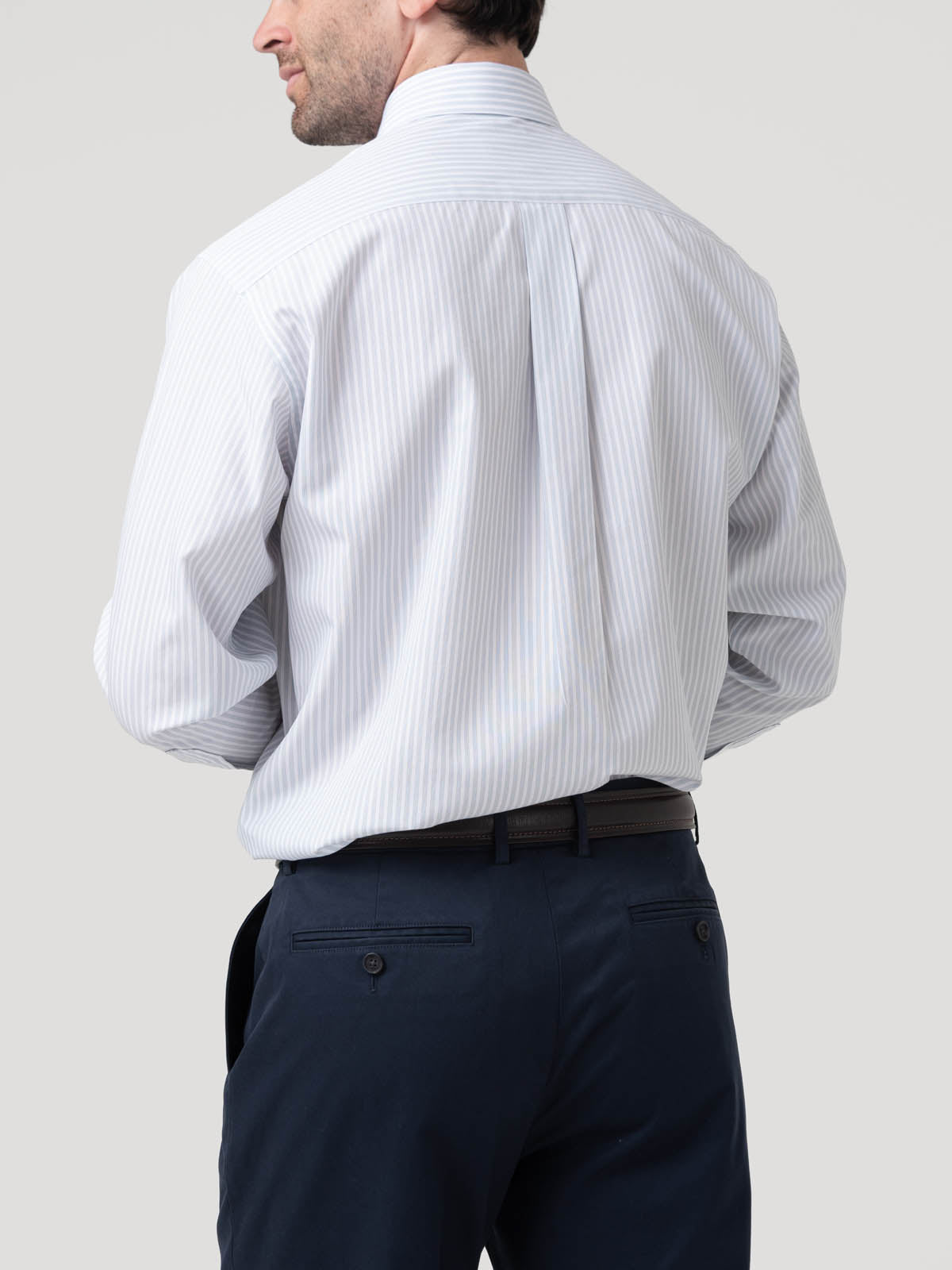 Camisa Algodón Hombre Wf Pc Celeste Rayas Rockford