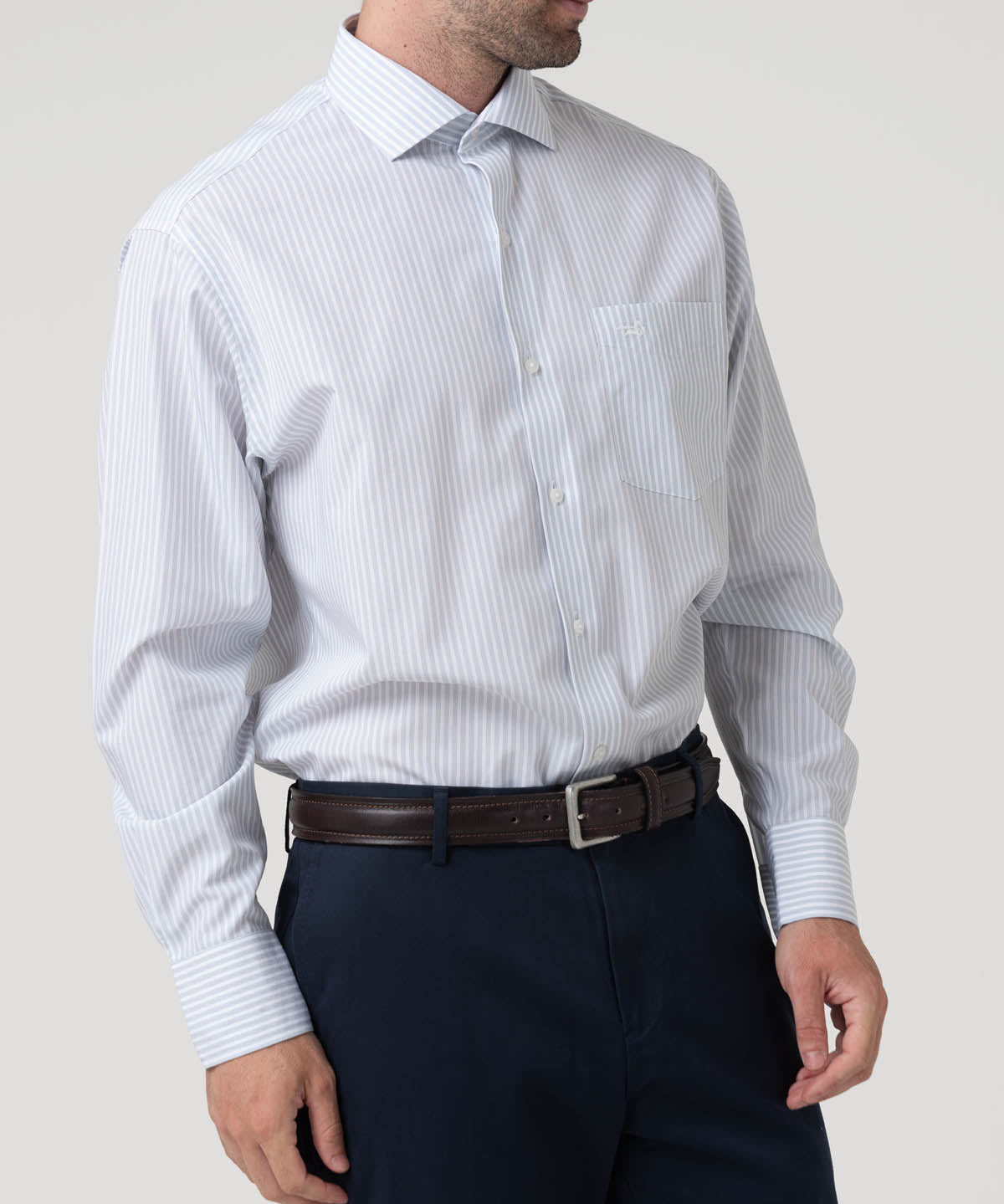 Camisa Algodón Hombre Wf Pc Celeste Rayas Rockford