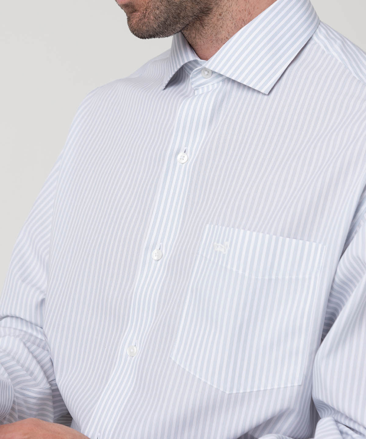 Camisa Algodón Hombre Wf Pc Celeste Rayas Rockford