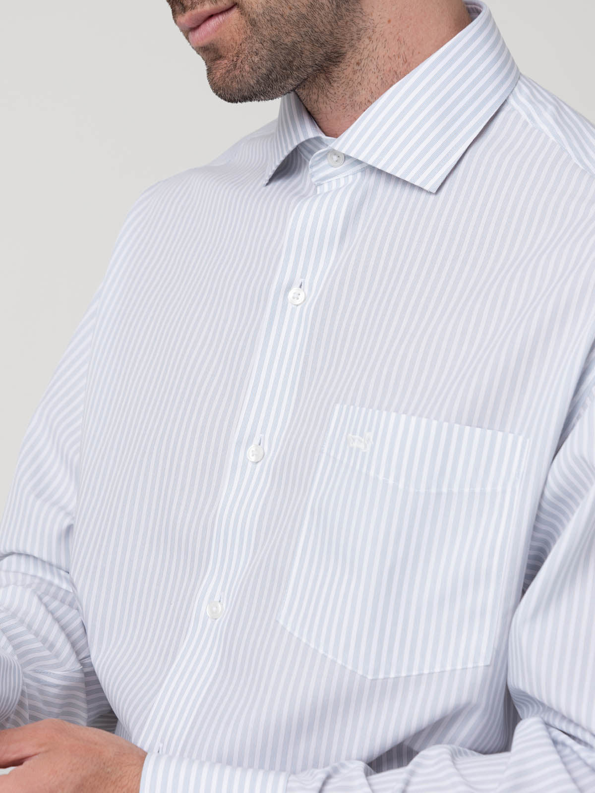 Camisa Algodón Hombre Wf Pc Celeste Rayas Rockford