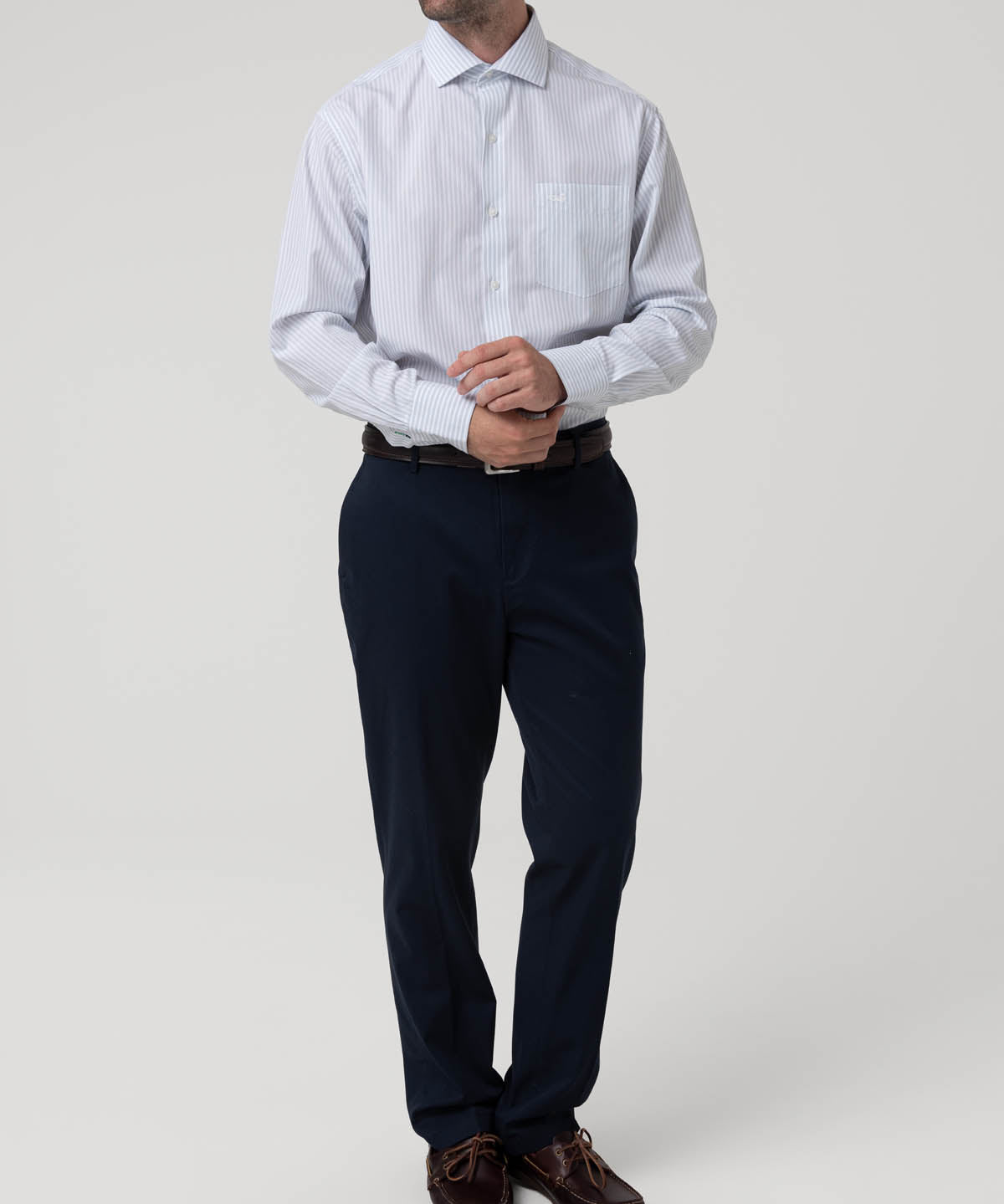 Camisa Algodón Hombre Wf Pc Celeste Rayas Rockford