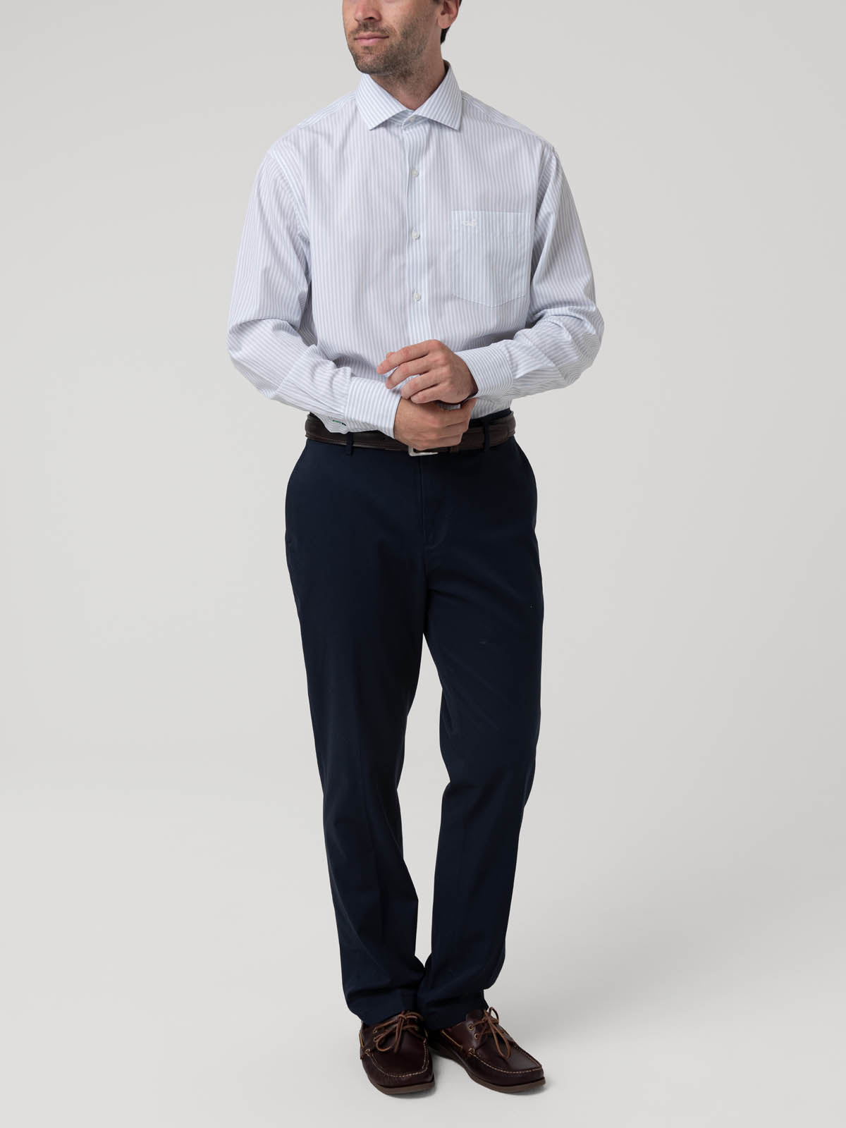 Camisa Algodón Hombre Wf Pc Celeste Rayas Rockford