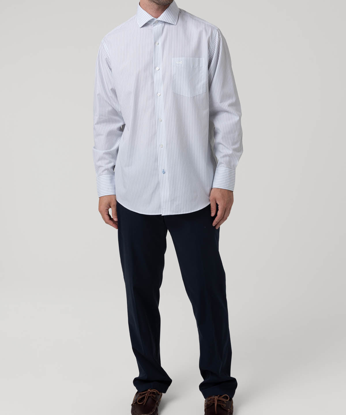 Camisa Algodón Hombre Wf Pc Celeste Rayas Rockford